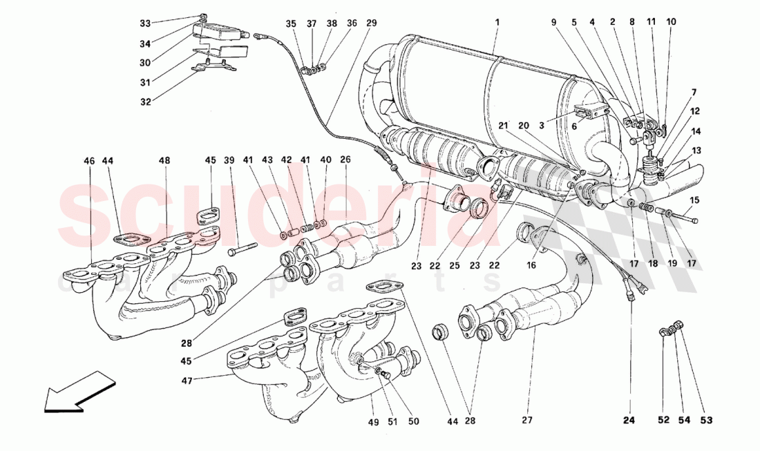 Exhaust system -Valid for USA, CDN, AUS, CH- of Ferrari Ferrari 512 M
