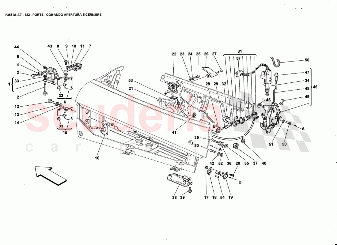 DOORS - OPENING CONTROL AND HINGES of Ferrari Ferrari 355 (2.7 Motronic)