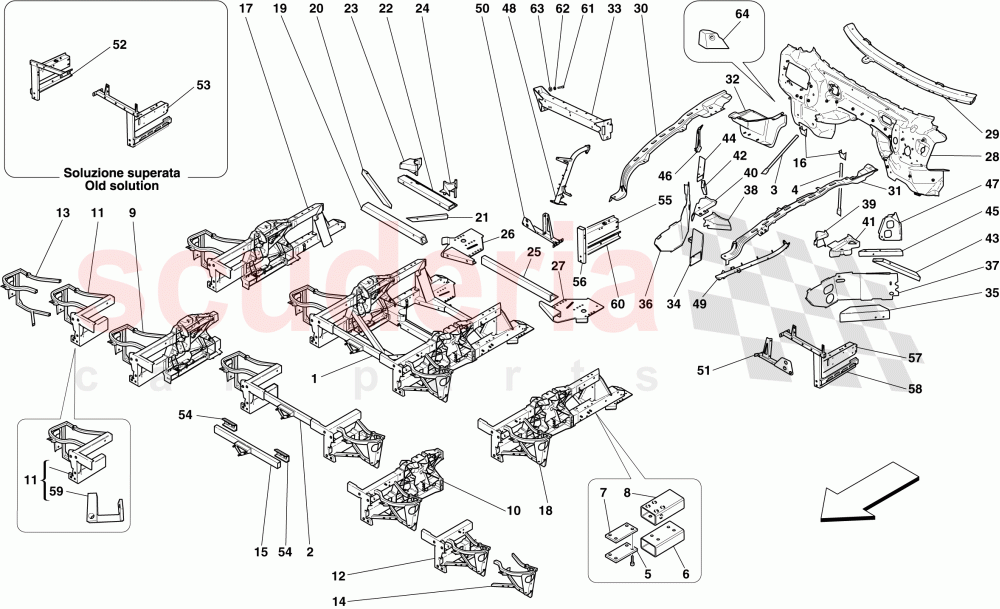 STRUCTURES AND ELEMENTS, FRONT OF VEHICLE of Ferrari Ferrari 599 GTB Fiorano