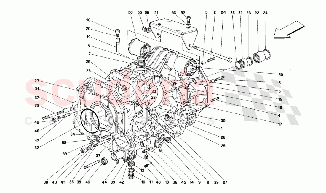 GEARBOX DIFFERENTIAL HOUSING AND INTERMEDIATE CASING of Ferrari Ferrari 348 (2.7 Motronic)