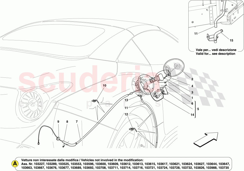 FUEL FILLER FLAP AND CONTROLS of Ferrari Ferrari California (2012-2014)