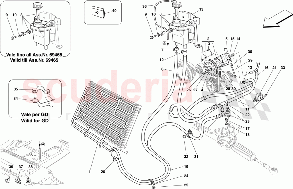 HYDRAULIC FLUID RESERVOIR, PUMP AND COIL FOR POWER STEERING SYSTEM of Ferrari Ferrari 599 GTB Fiorano