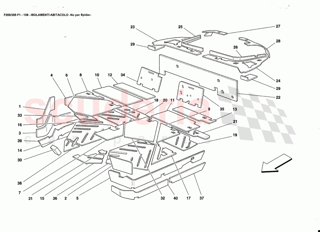 PASSENGERS COMPARTMENT INSULATIONS -Not for Spider- of Ferrari Ferrari 355 (5.2 Motronic)