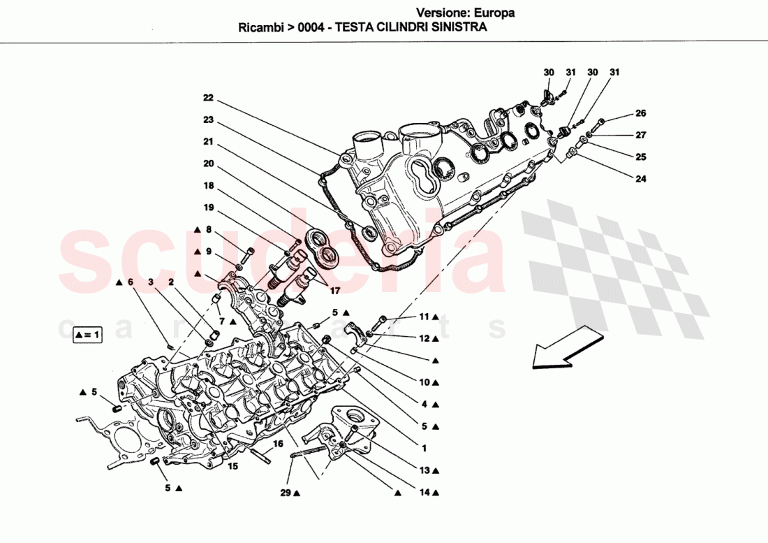 L.H. CYLINDER HEAD of Ferrari Ferrari California (2008-2011)