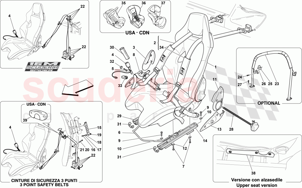 RACING SEAT-4 POINT SEAT HARNESSES-ROLLBAR of Ferrari Ferrari 430 Scuderia