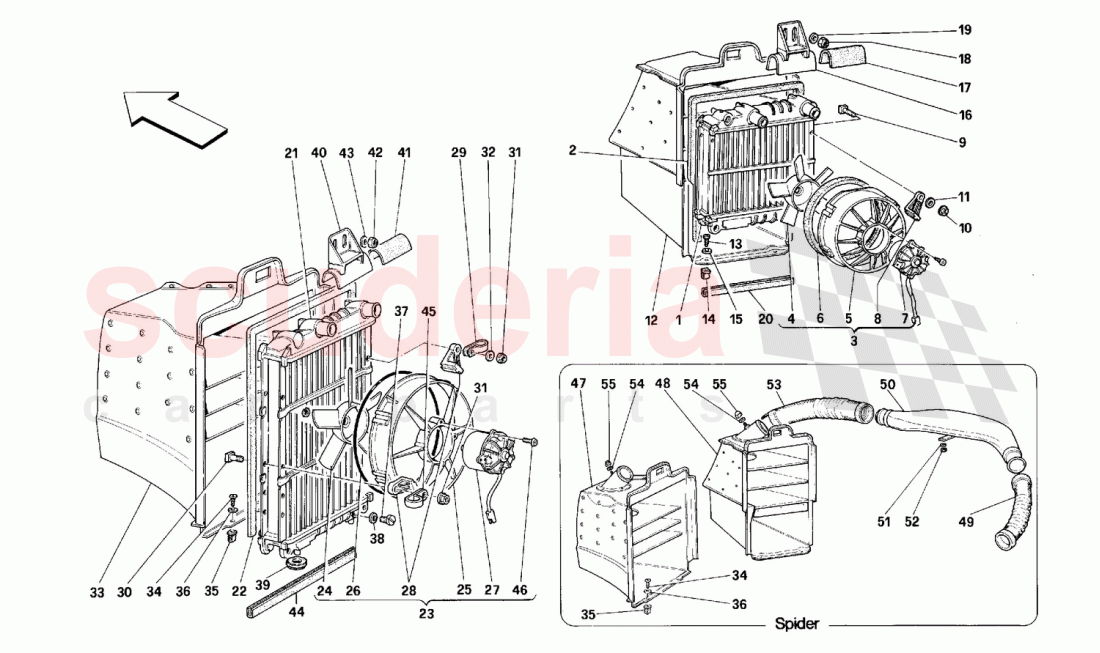 COOLING SYSTEM RADIATORS of Ferrari Ferrari 348 (2.7 Motronic)
