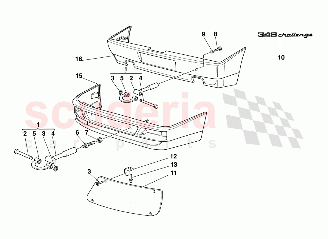 Tow Hooks - Headlight Guards - Bumpers of Ferrari Ferrari 348 Challenge (1995)