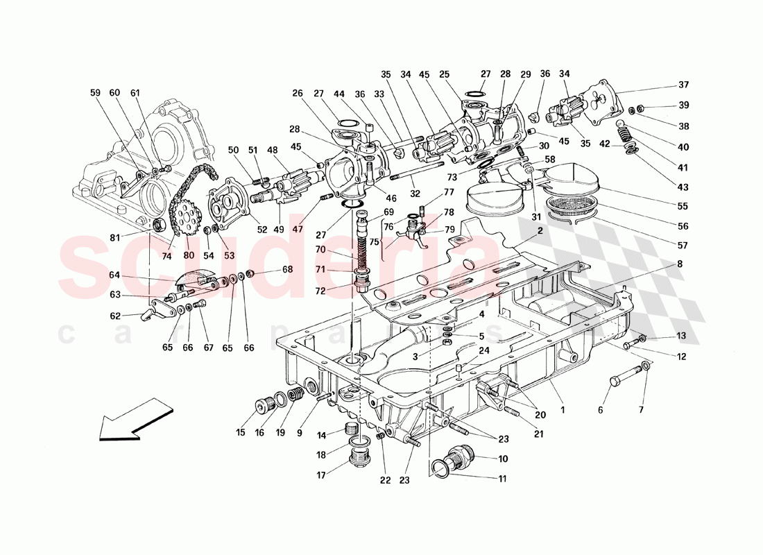 Lubrication - Pumps and Oil Sumps of Ferrari Ferrari 348 TS (1993)