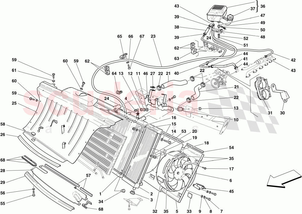 COOLING SYSTEM - RADIATOR AND HEADER TANK of Ferrari Ferrari 612 Sessanta