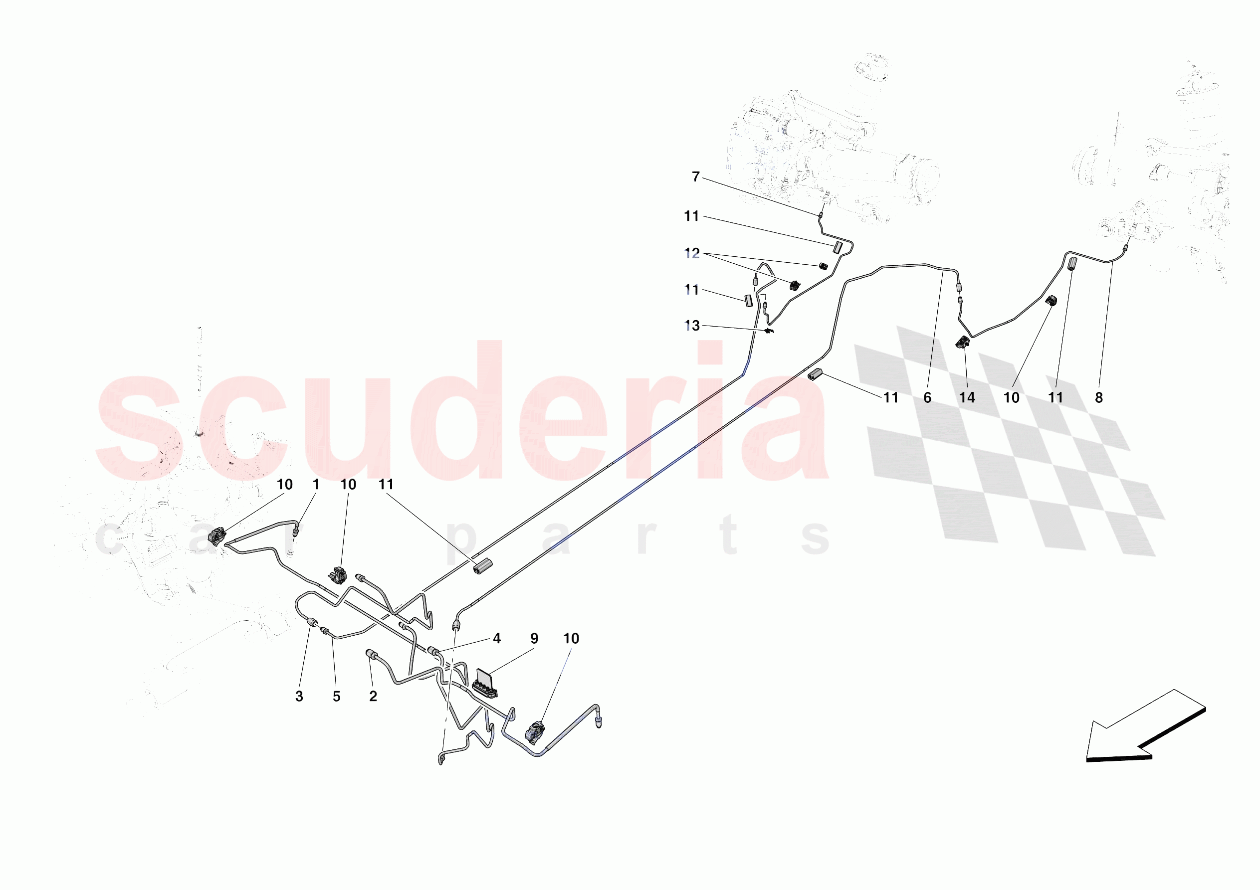HYDRAULIC BRAKE CONTROL PIPES -NOT FOR RHD- of Ferrari Ferrari 296 GTB Europe