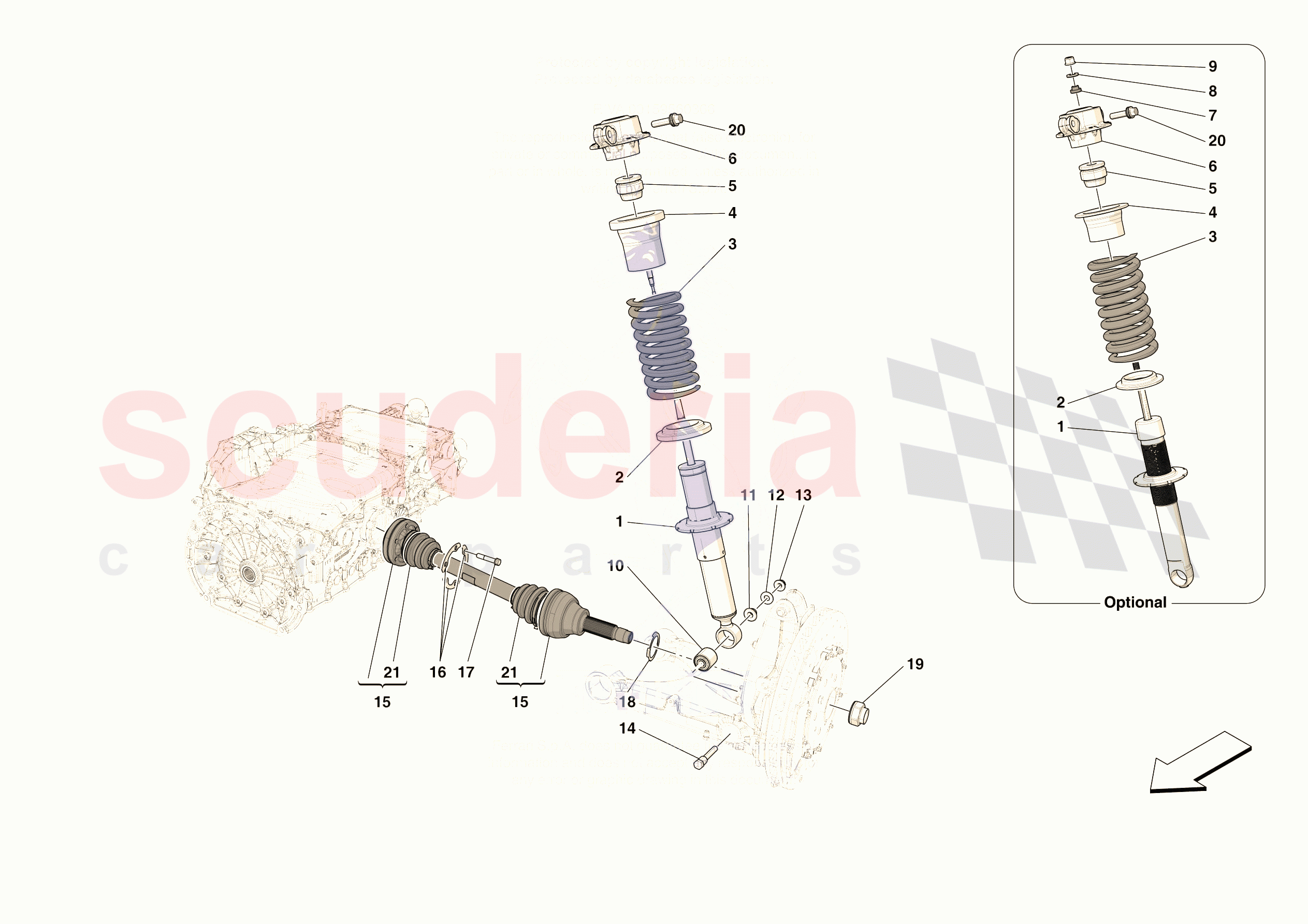 REAR SUSPENSION - SHOCK ABSORBERS of Ferrari Ferrari 296 GTB Europe RH