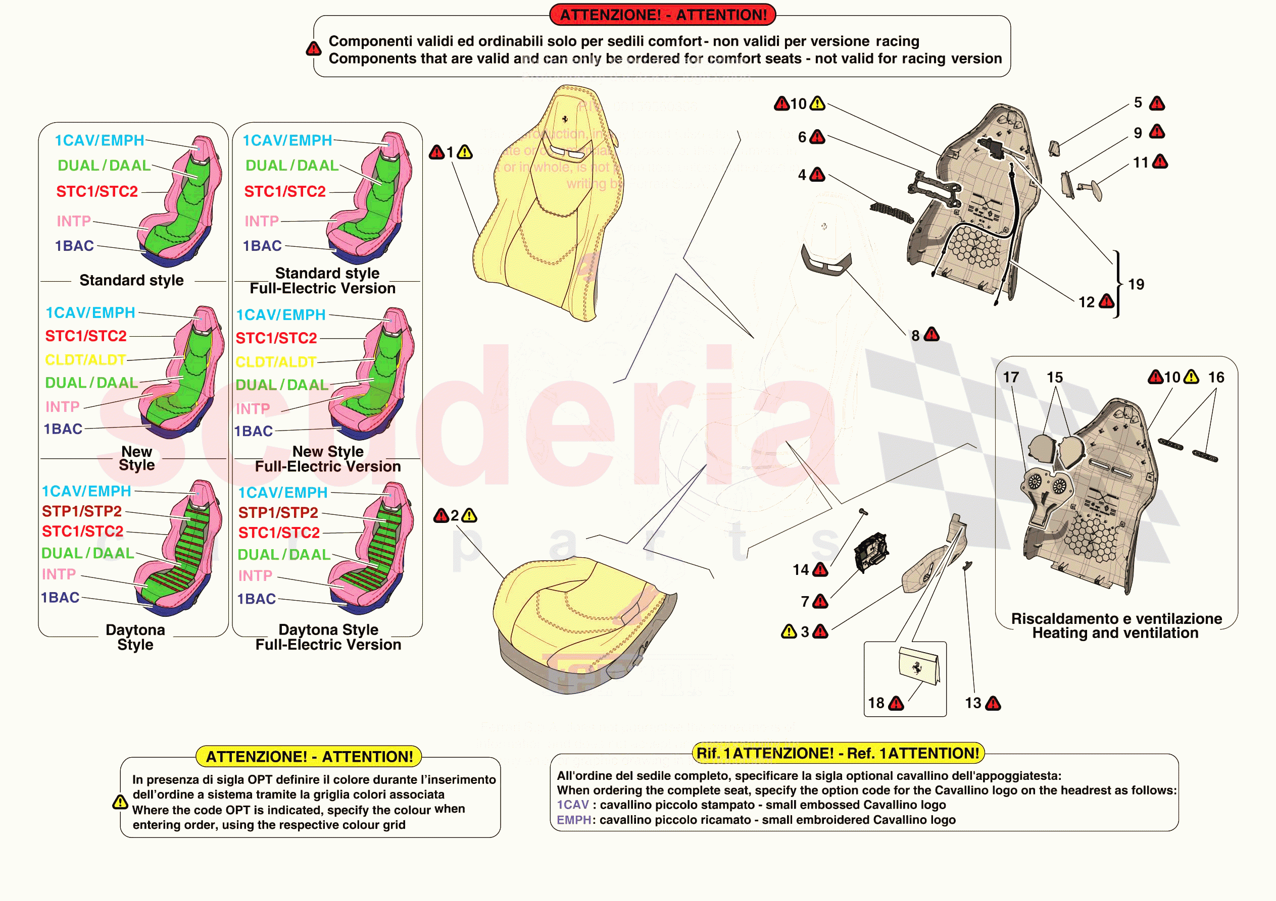 FRONT SEATS - SEAT TRIMS of Ferrari Ferrari 296 GTB Europe RH