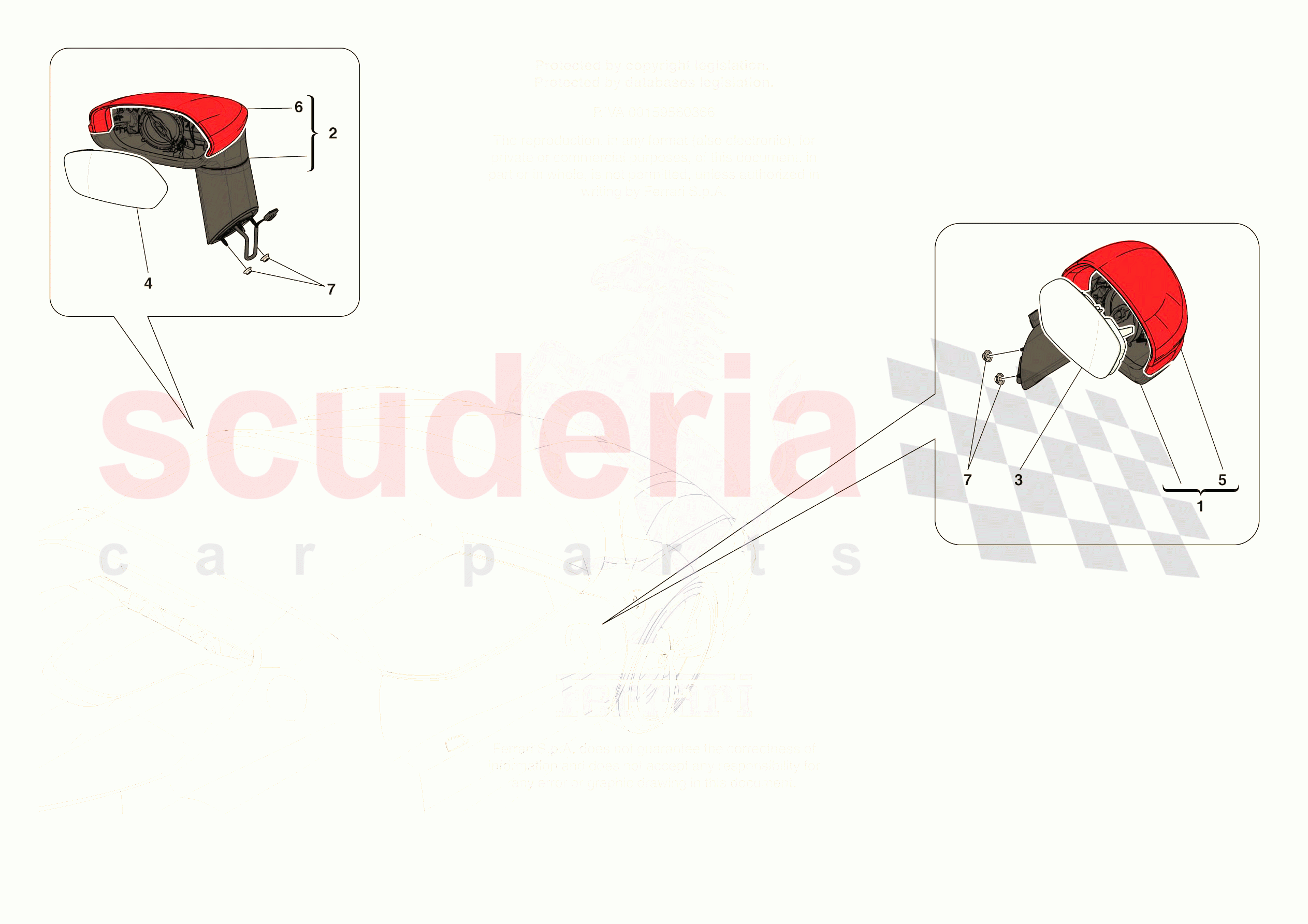 EXTERNAL REAR VIEW MIRRORS of Ferrari Ferrari 296 GTB Europe RH