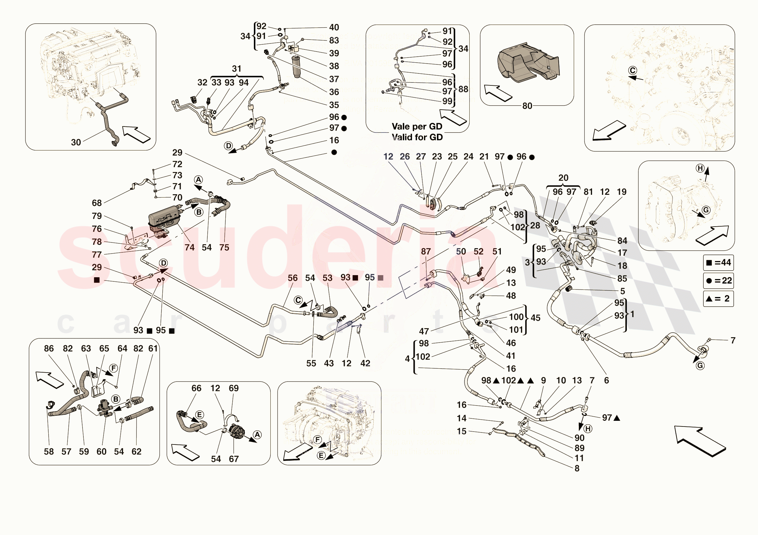 A/C SYSTEM - AIR CONDITIONER SYSTEM of Ferrari Ferrari 296 GTB Europe RH