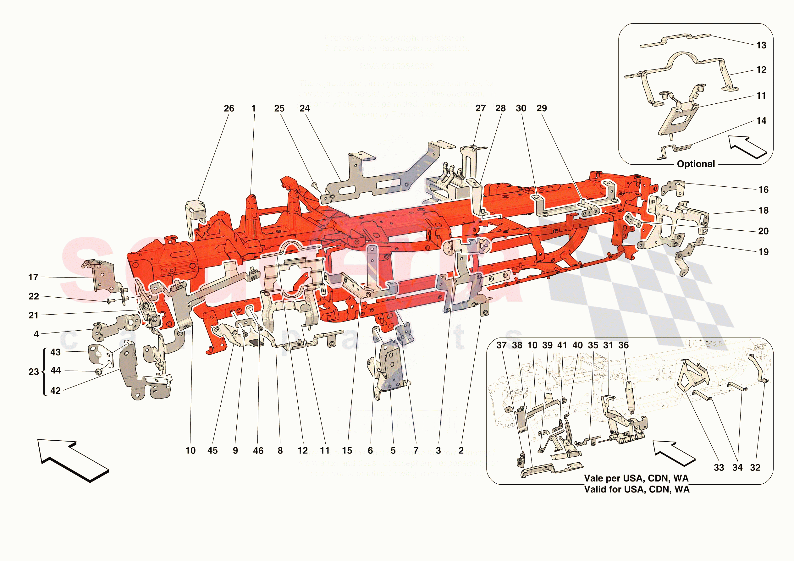 DASHBOARD - SUBSTRUCTURE -NOT FOR RHD- of Ferrari Ferrari 296 GTB USA