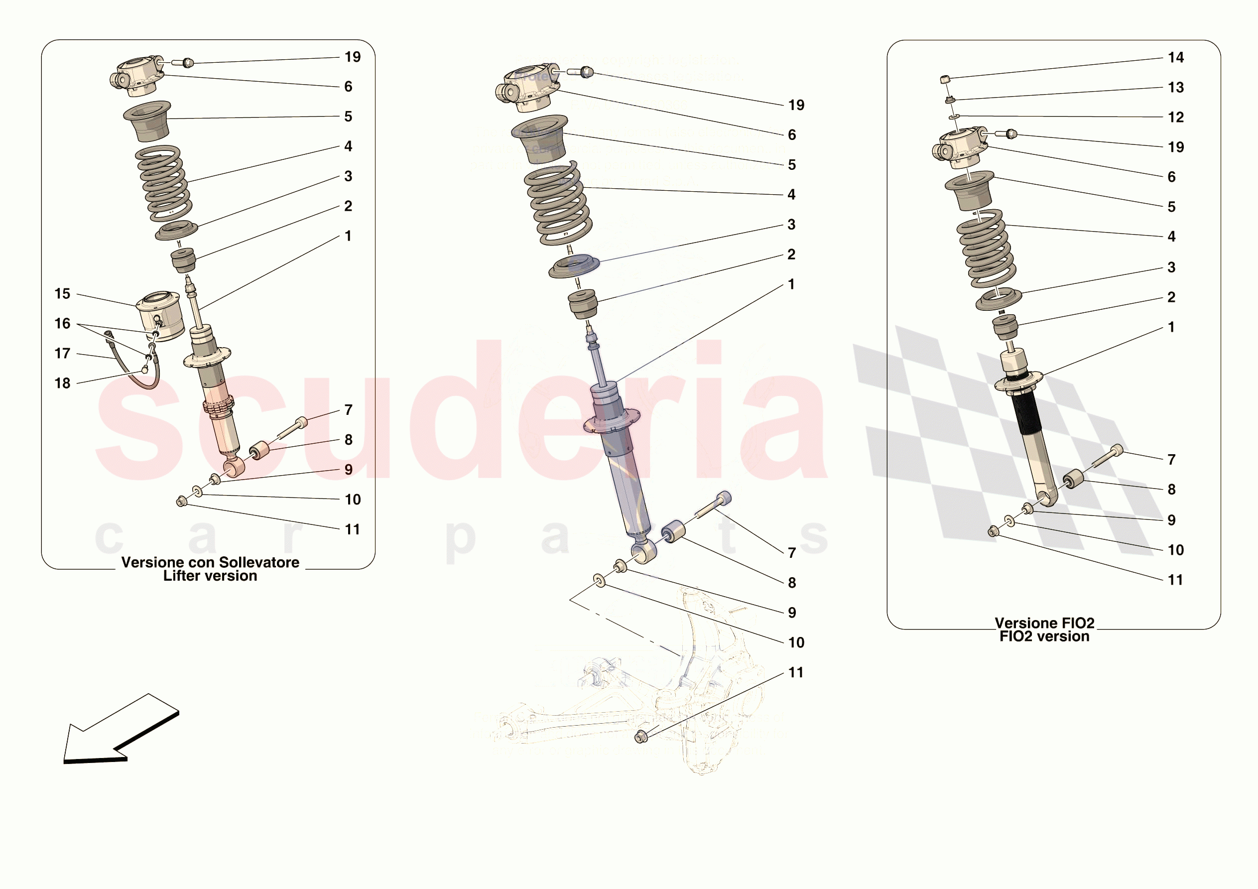 FRONT SUSPENSION - SHOCK ABSORBERS of Ferrari Ferrari 296 GTS Europe