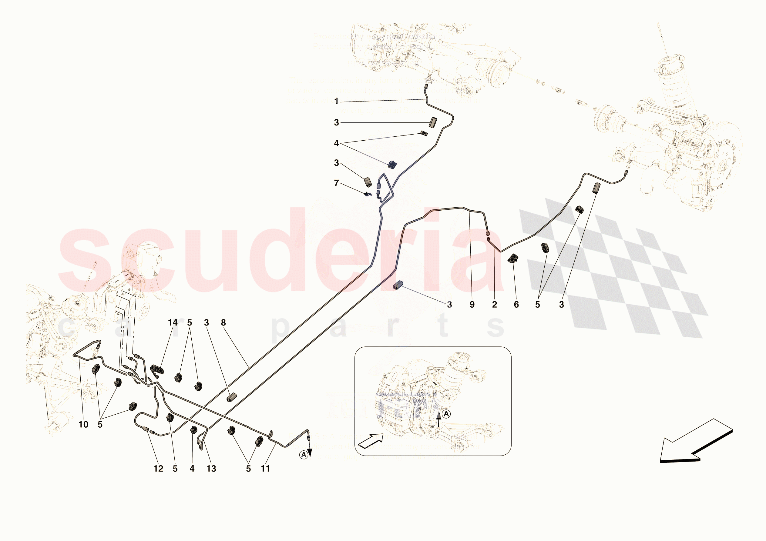 HYDRAULIC BRAKE CONTROL PIPES -APPLICABLE FOR RHD- of Ferrari Ferrari 296 GTS Europe RH