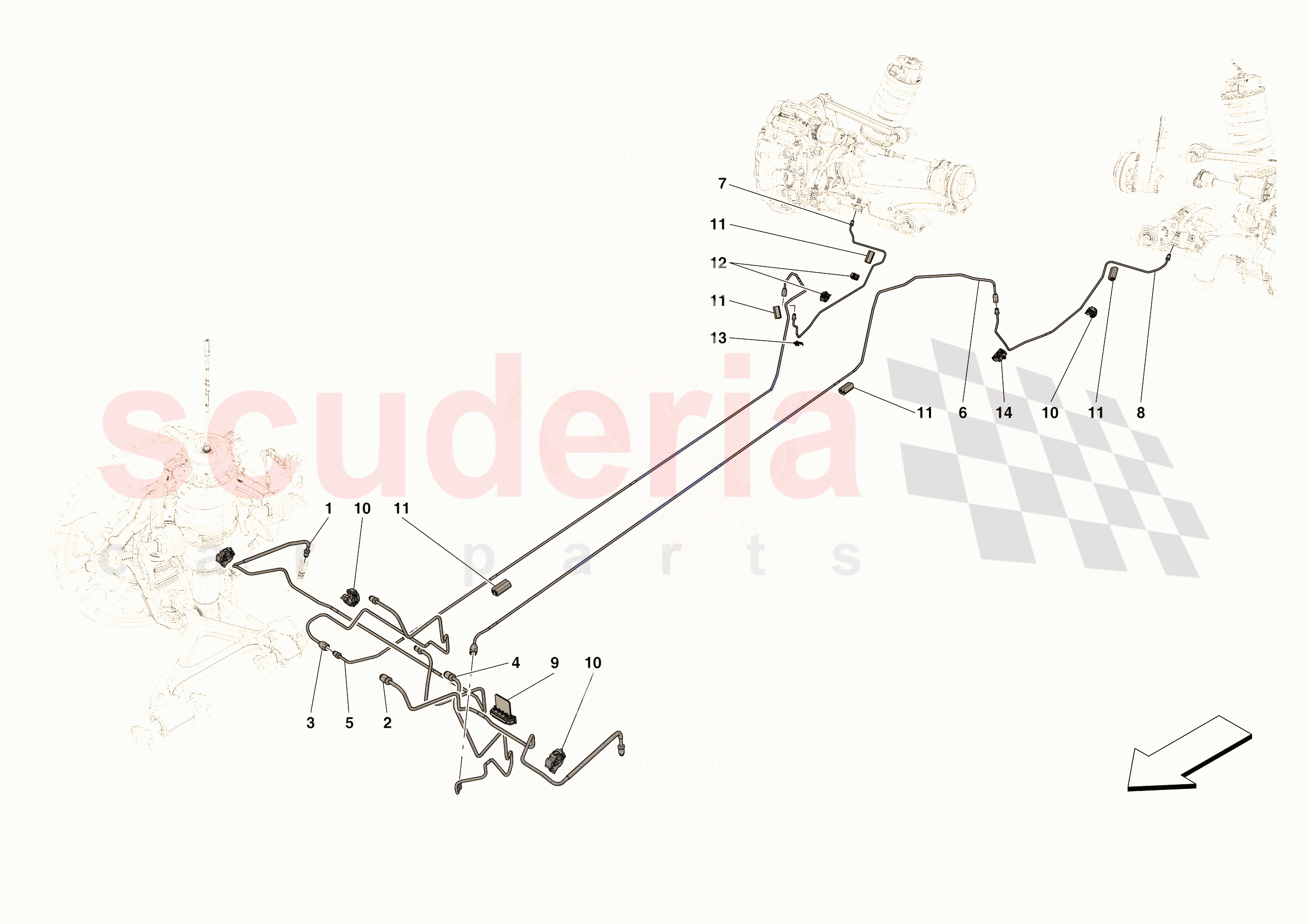 HYDRAULIC BRAKE CONTROL PIPES -NOT FOR RHD- of Ferrari Ferrari 296 GTS USA