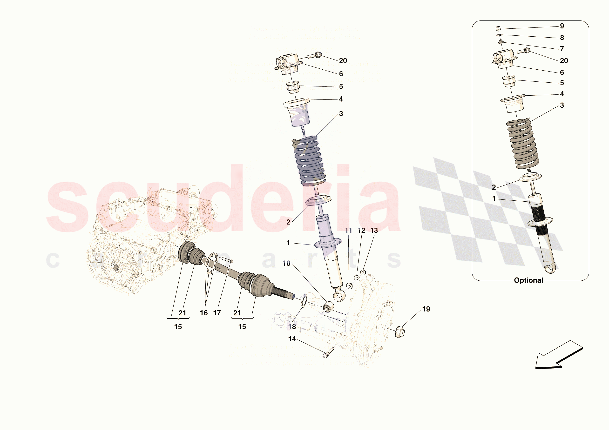 REAR SUSPENSION - SHOCK ABSORBERS of Ferrari Ferrari 296 GTS USA