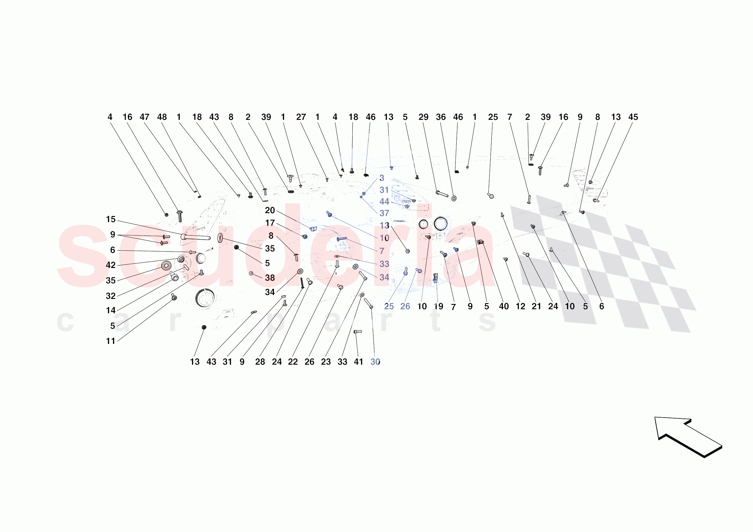 DASHBOARD - FASTENERS of Ferrari Ferrari 488 Pista Europe