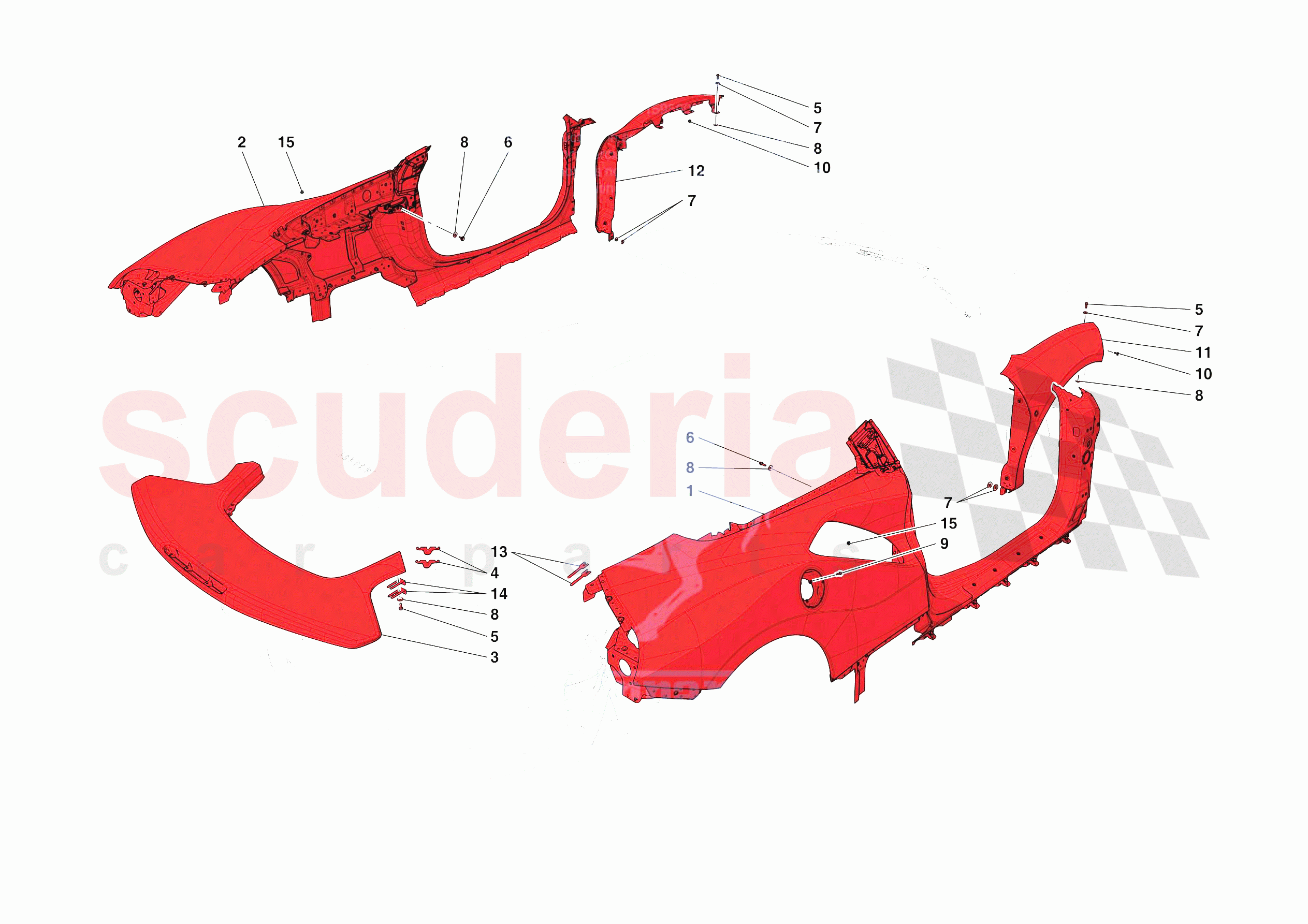 LATERAL OUTER BODYSHELL of Ferrari Ferrari 488 Pista Spider Europe