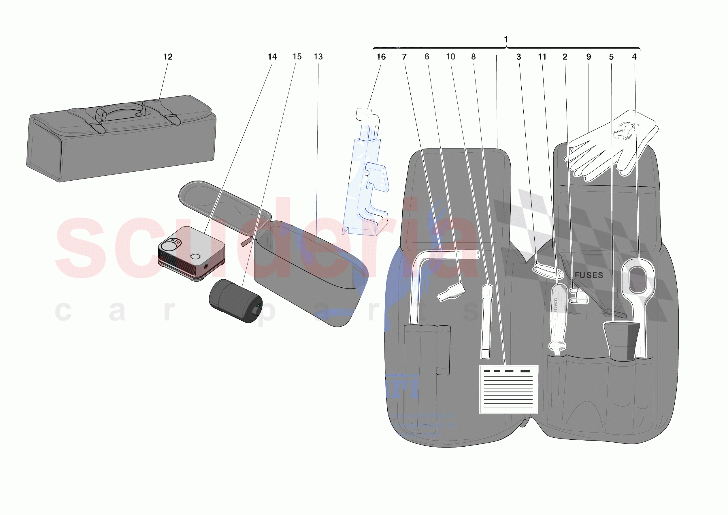 TOOLS PROVIDED WITH VEHICLE of Ferrari Ferrari 488 Pista Spider USA