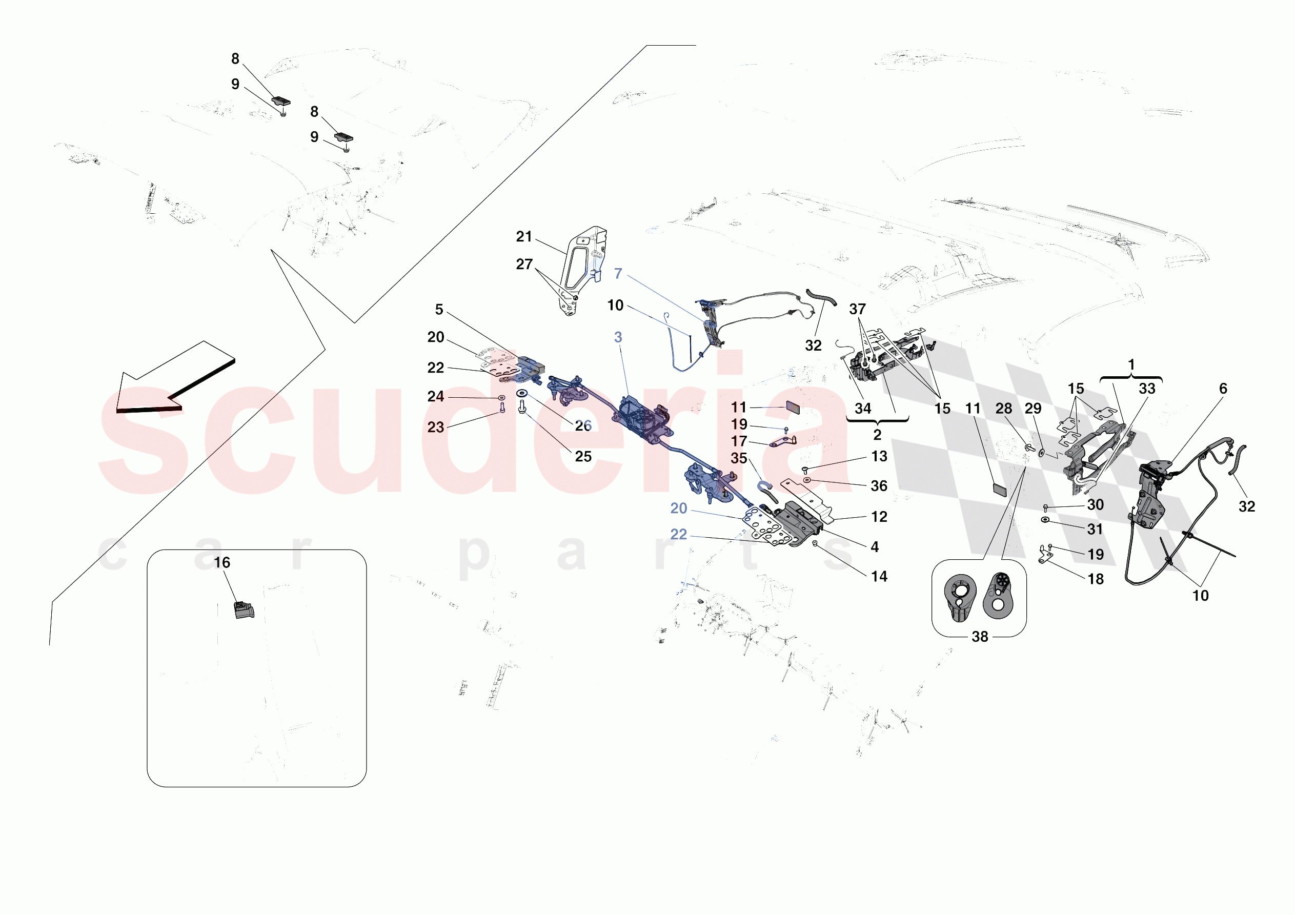 ROOF - KINEMATICS of Ferrari Ferrari 488 Pista Spider USA