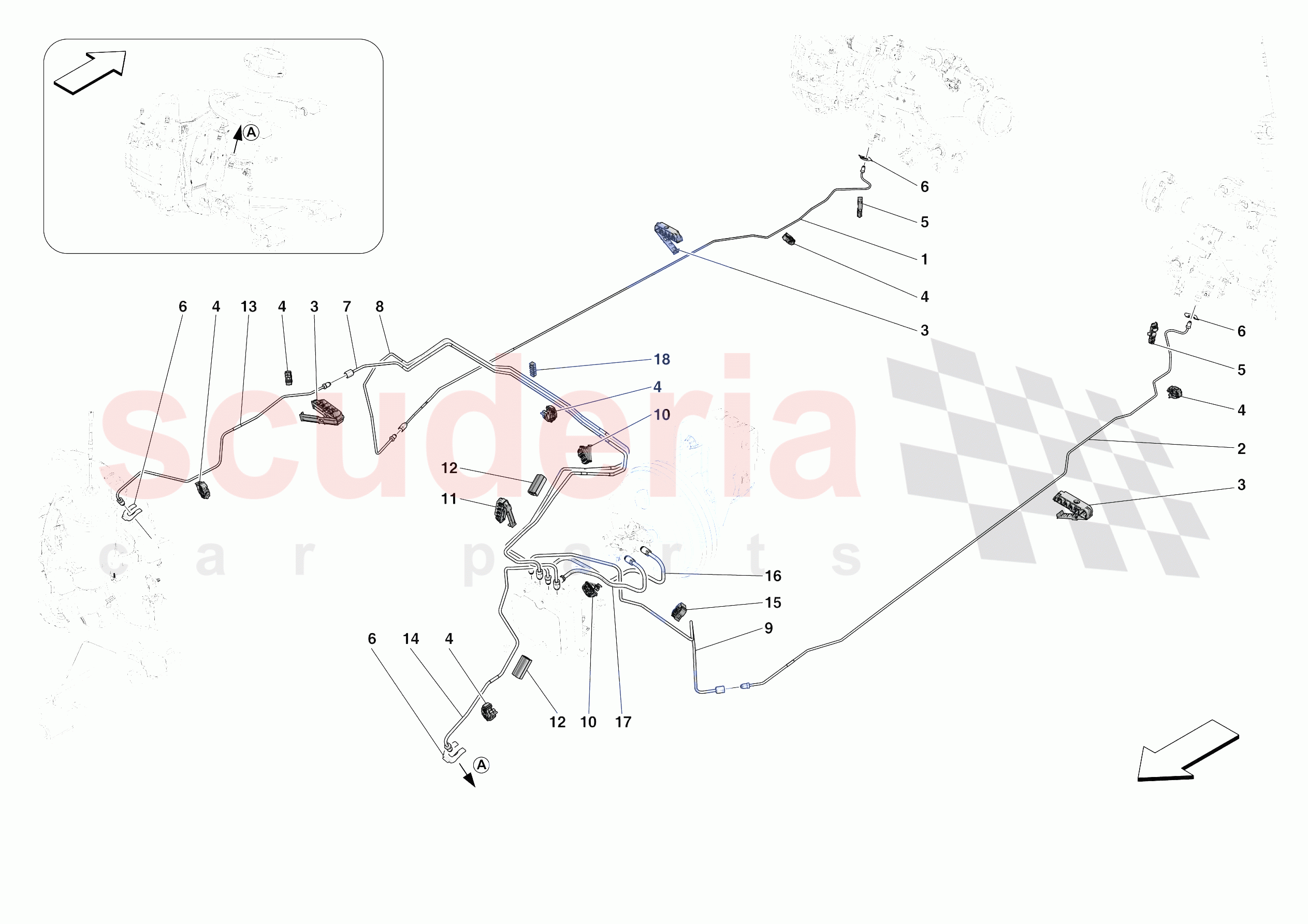 HYDRAULIC BRAKE CONTROL PIPES -NOT FOR RHD- of Ferrari Ferrari 812 Competizione A Europe RH