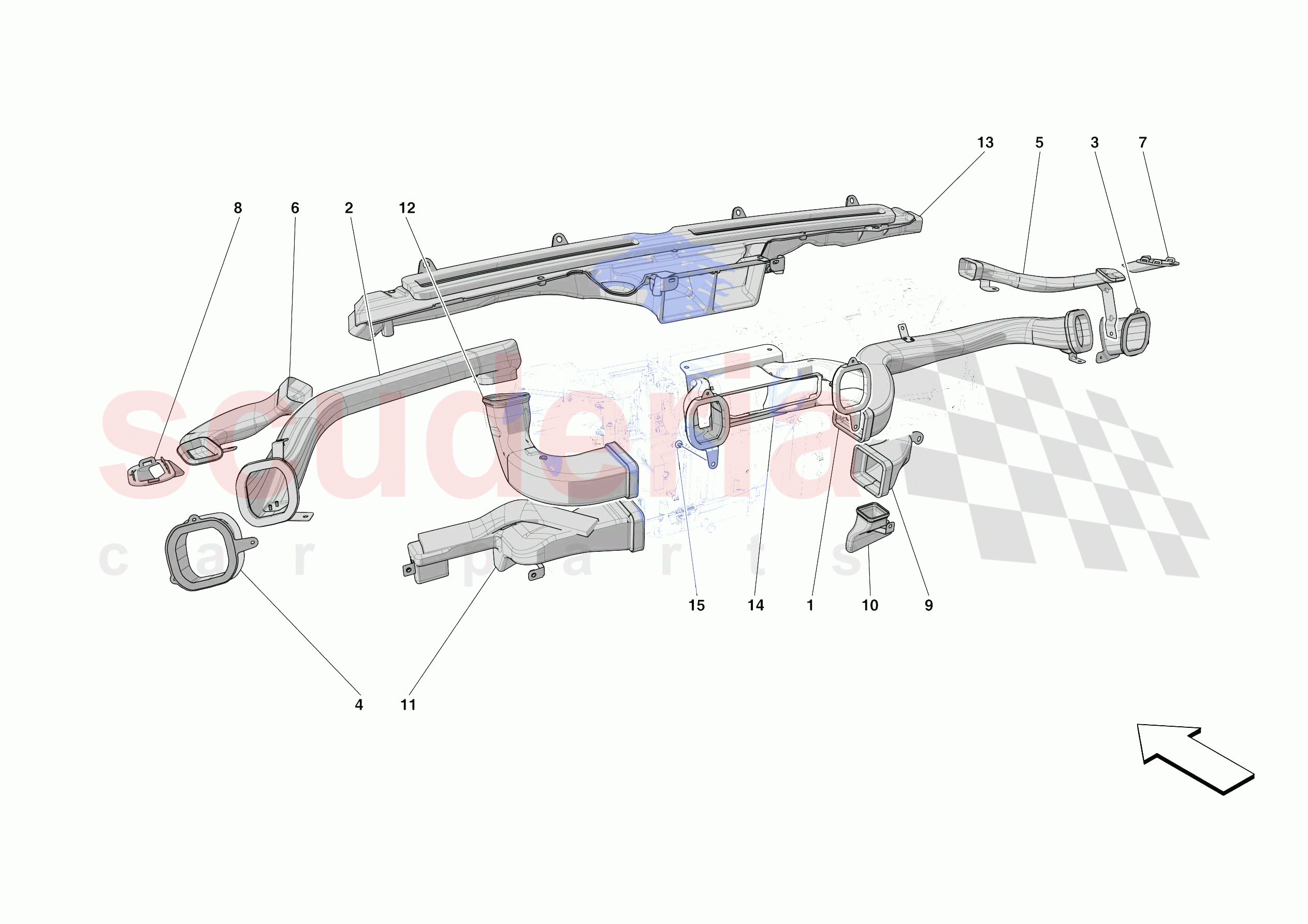 DASHBOARD - DUCTS -NOT FOR RHD- of Ferrari Ferrari 812 Competizione Europe