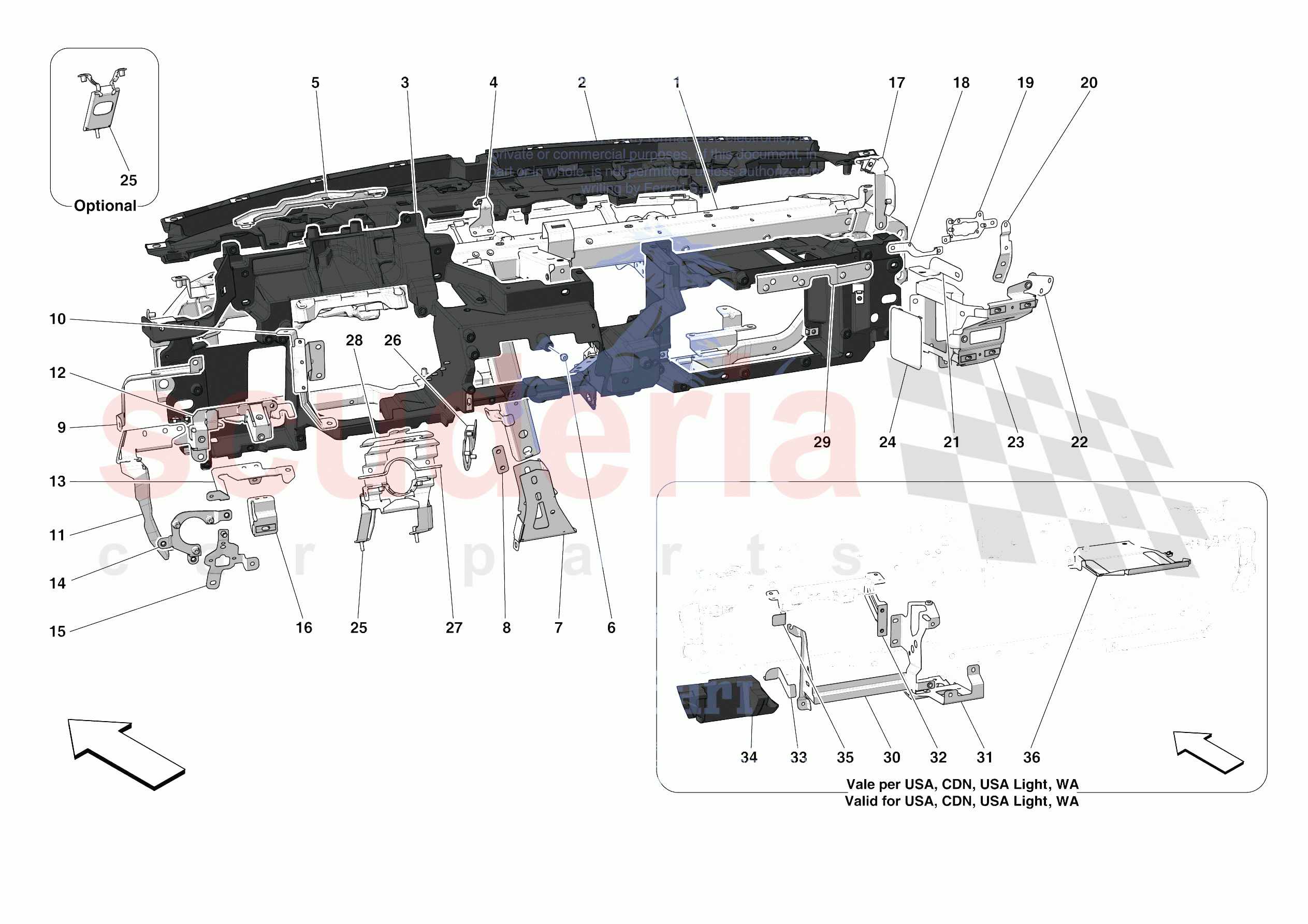 DASHBOARD - SUBSTRUCTURE -NOT FOR RHD- of Ferrari Ferrari F8 Spider Europe
