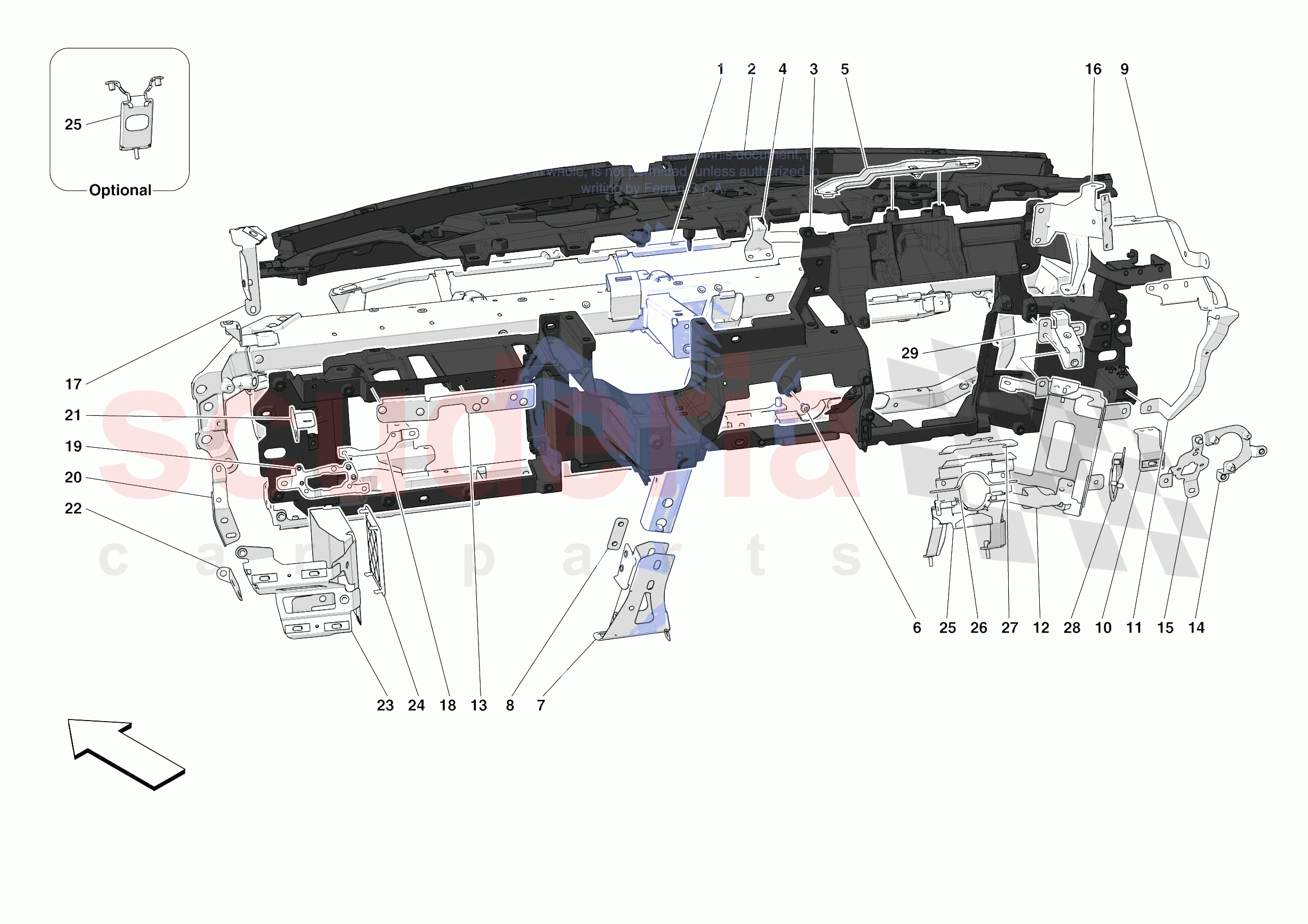 DASHBOARD - SUBSTRUCTURE -APPLICABLE FOR RHD- of Ferrari Ferrari F8 Spider Europe
