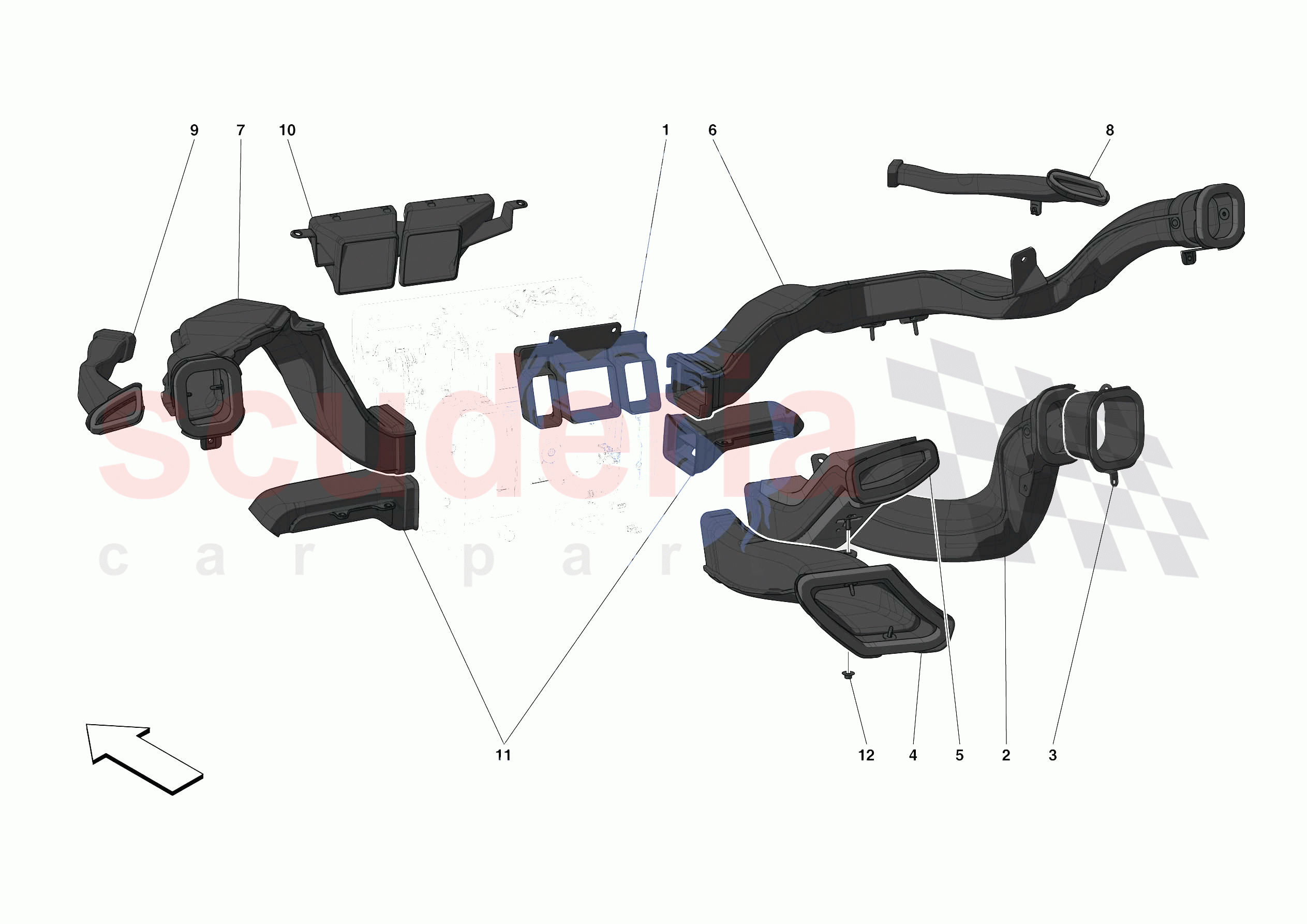 DASHBOARD - DUCTS -APPLICABLE FOR RHD- of Ferrari Ferrari F8 Spider Europe