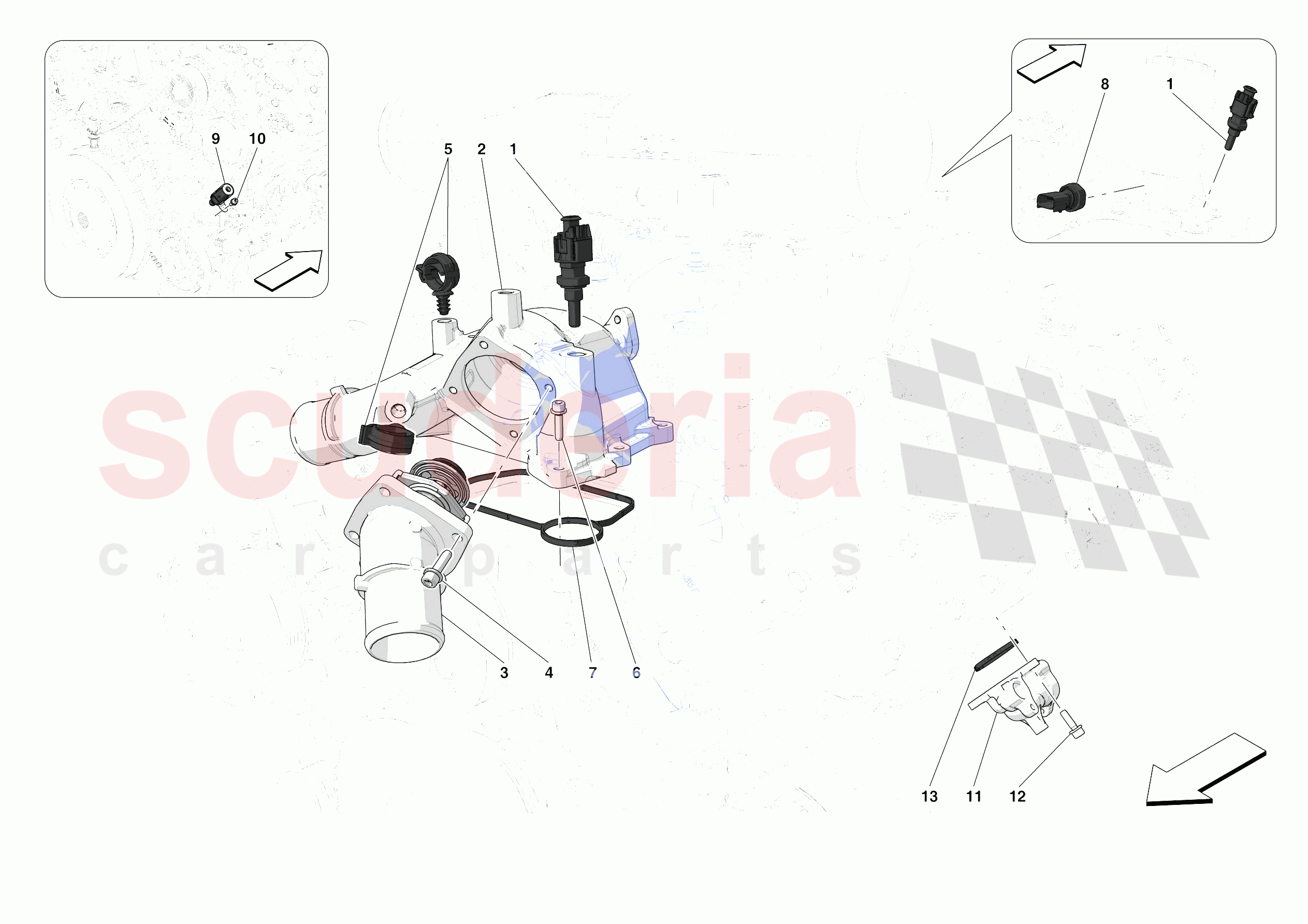 ENGINE TEMPERATURE AND PRESSURE REGULATORS of Ferrari Ferrari F8 Spider Europe RH