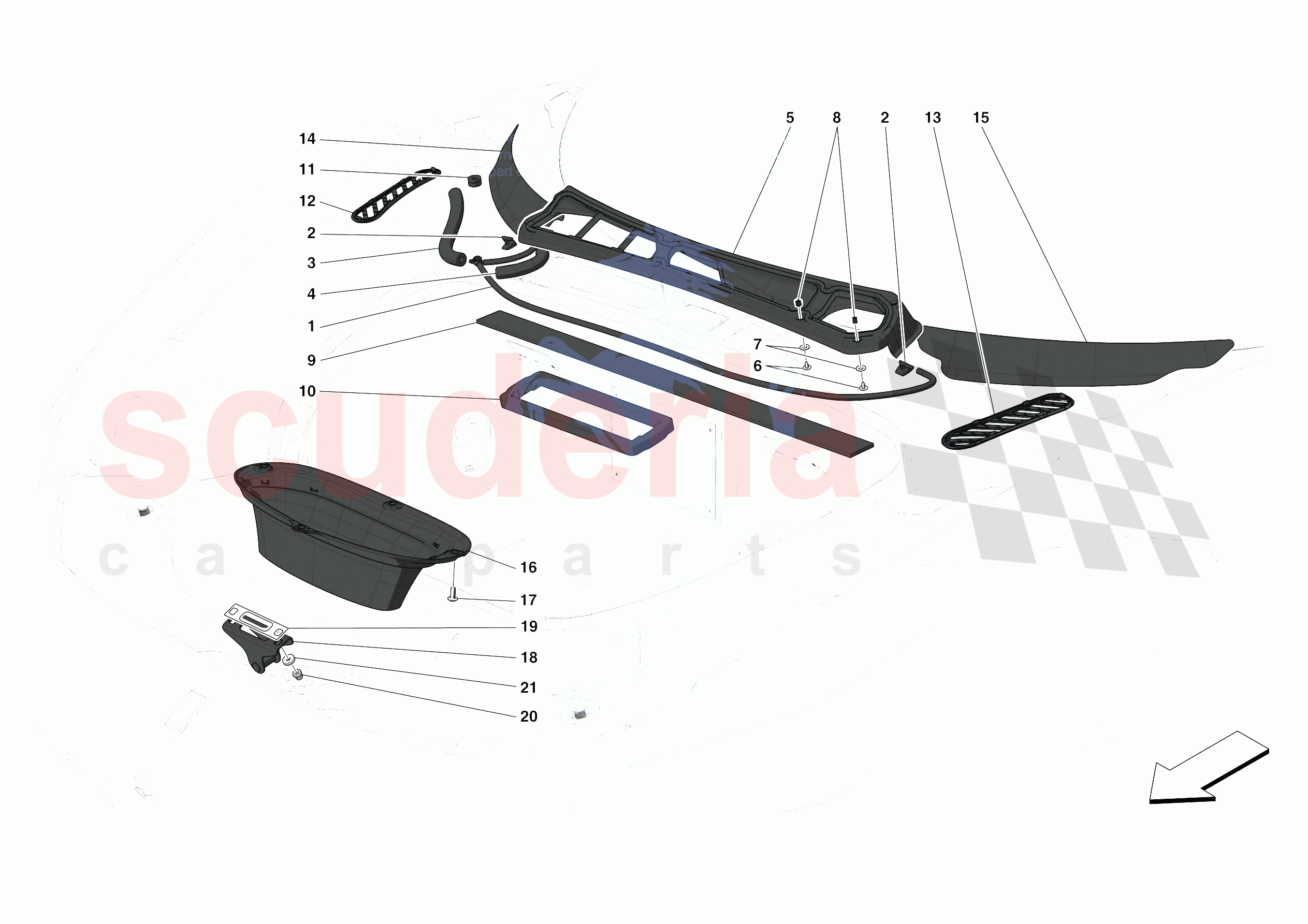 FRONT LID TRIM of Ferrari Ferrari F8 Spider Europe RH