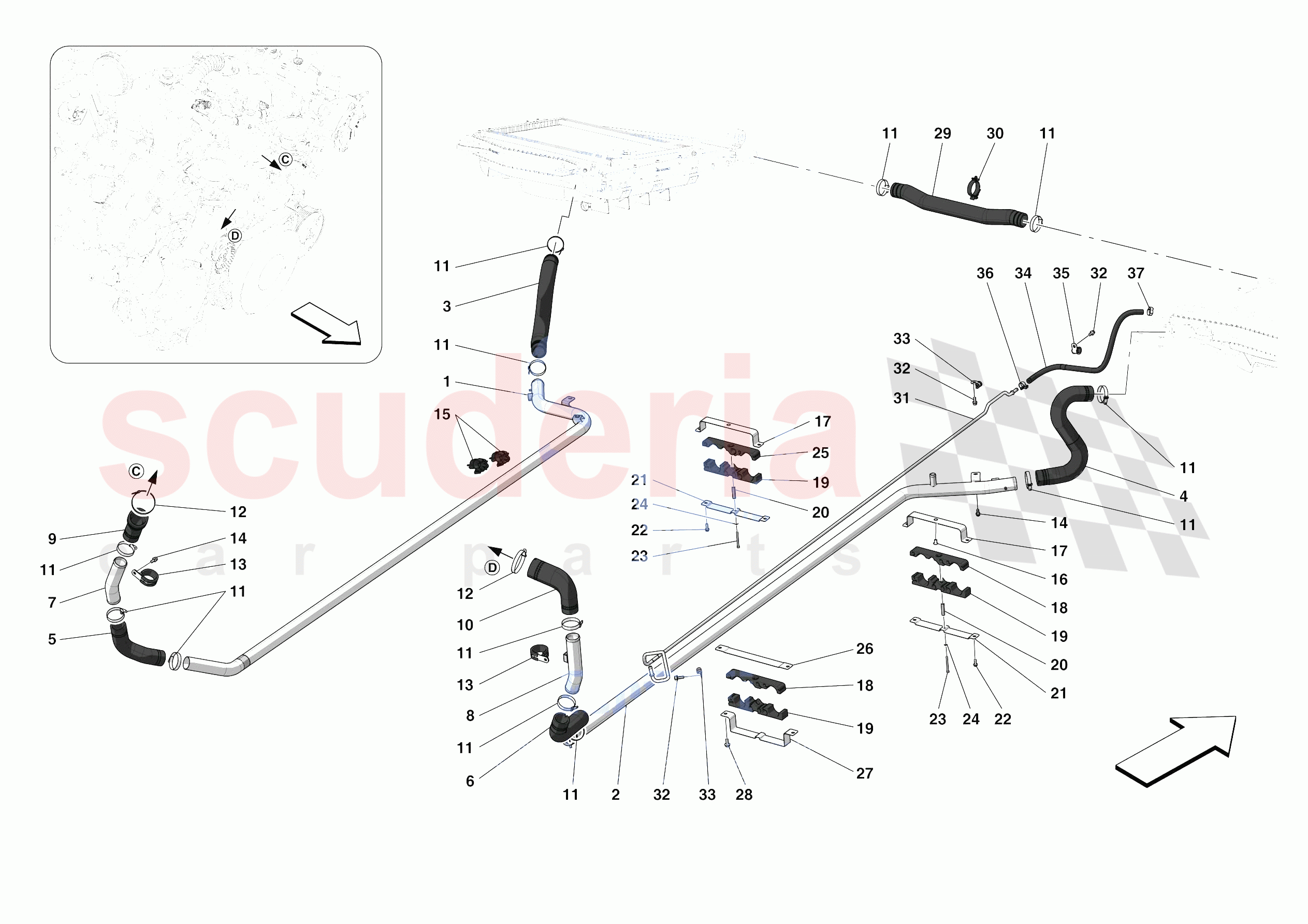 COOLING SYSTEM PIPES of Ferrari Ferrari F8 Spider USA