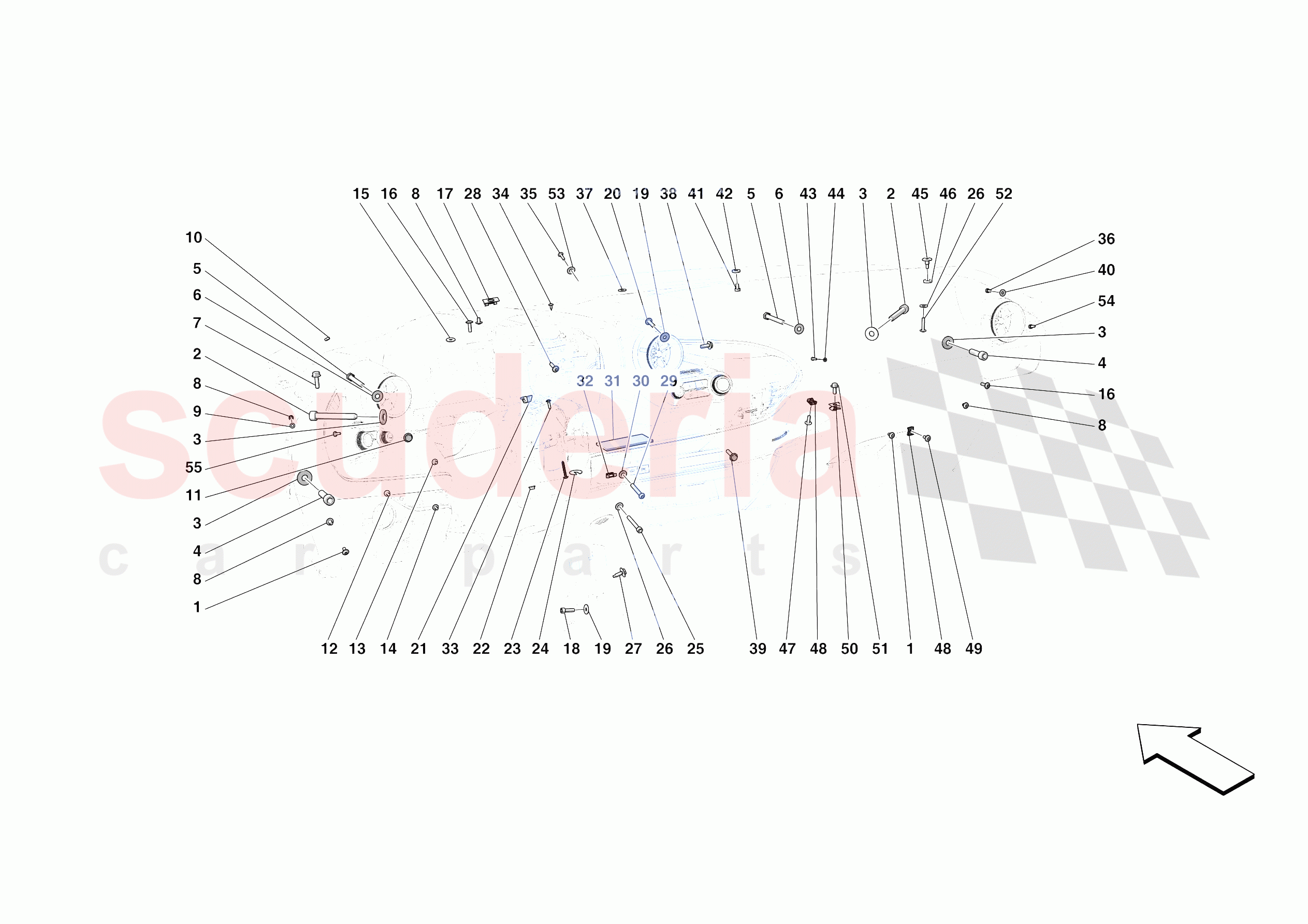 DASHBOARD - FASTENERS of Ferrari Ferrari F8 Spider USA