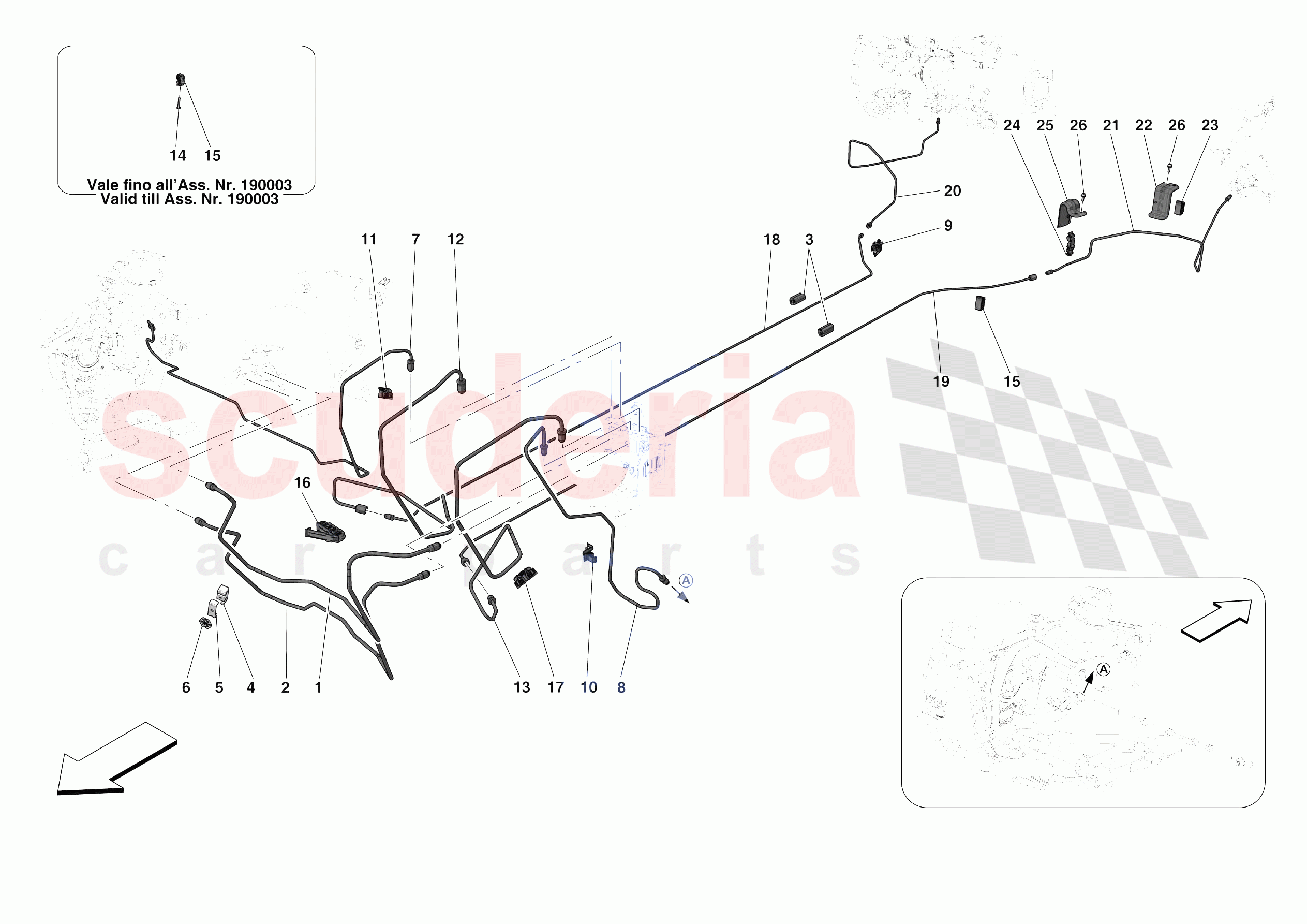 HYDRAULIC BRAKE CONTROL PIPES -APPLICABLE FOR RHD- of Ferrari Ferrari F8 Tributo Europe