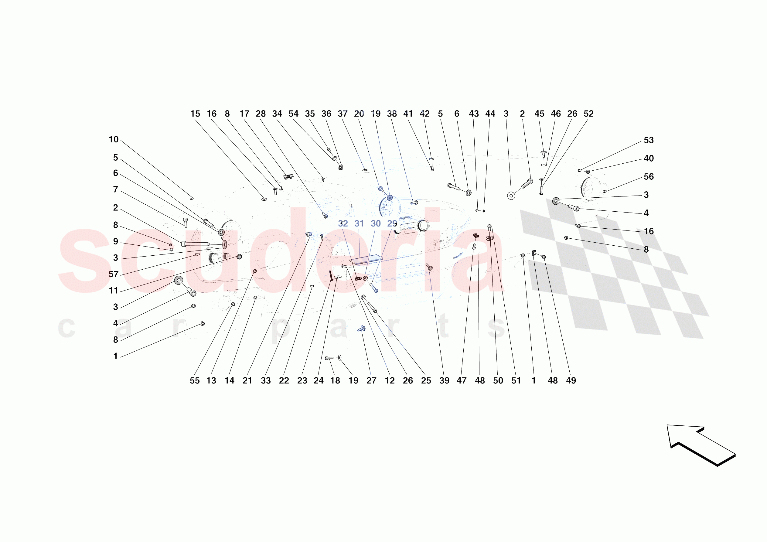 DASHBOARD - FASTENERS of Ferrari Ferrari F8 Tributo Europe RH