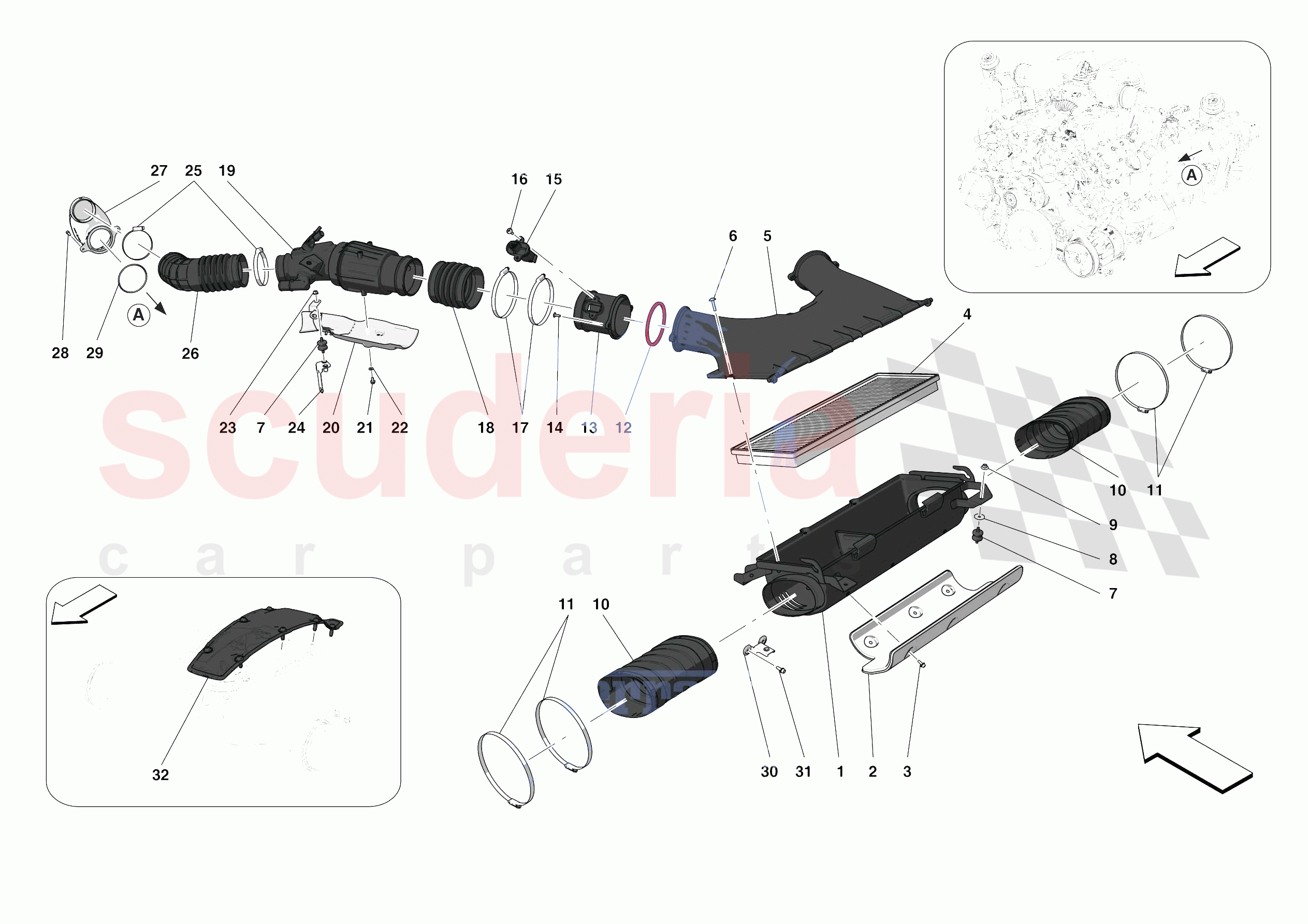 AIR FILTER, AIR INTAKE AND DUCTS of Ferrari Ferrari F8 Tributo USA