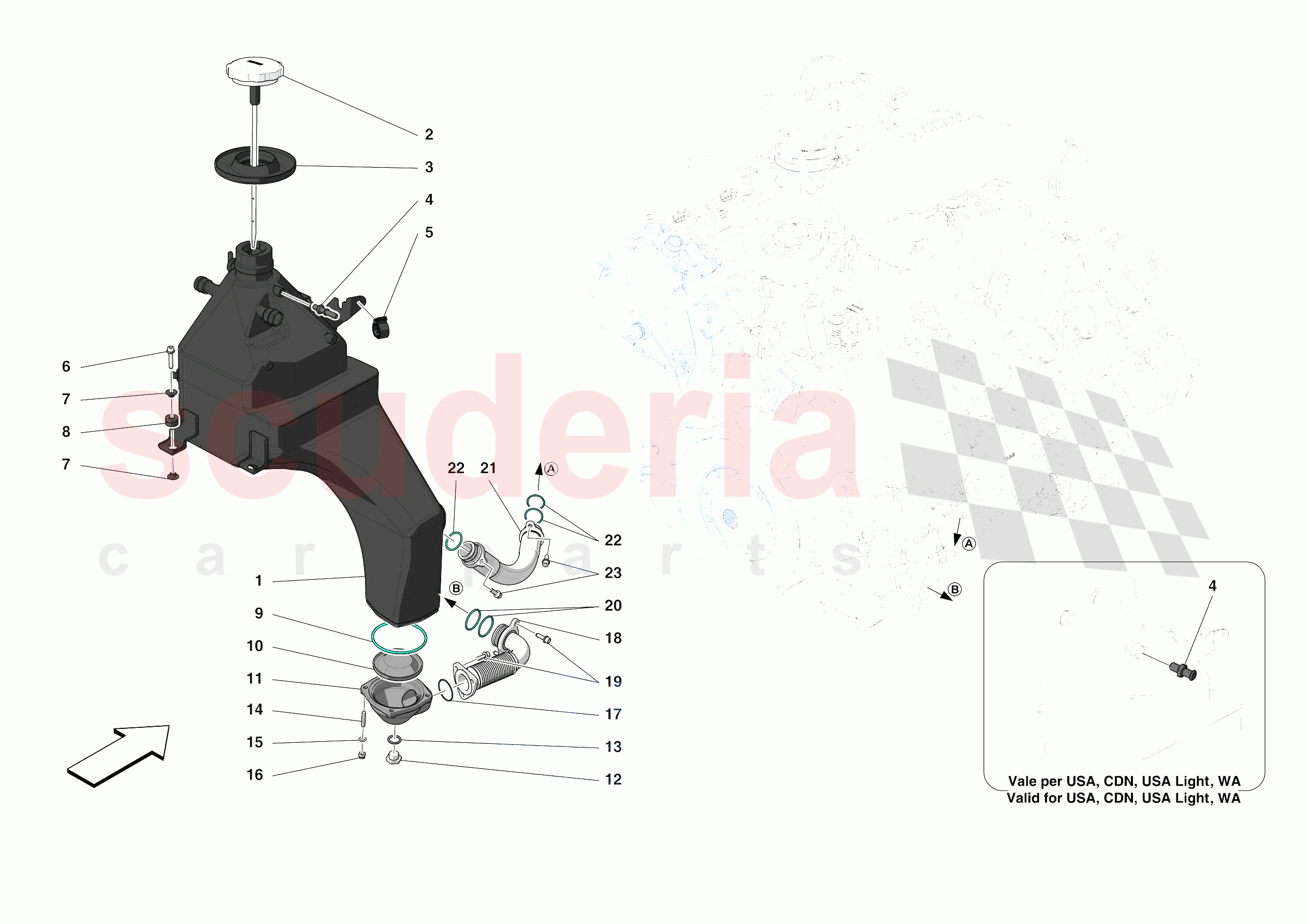 ENGINE OIL RADIATOR AND TANK of Ferrari Ferrari F8 Tributo USA