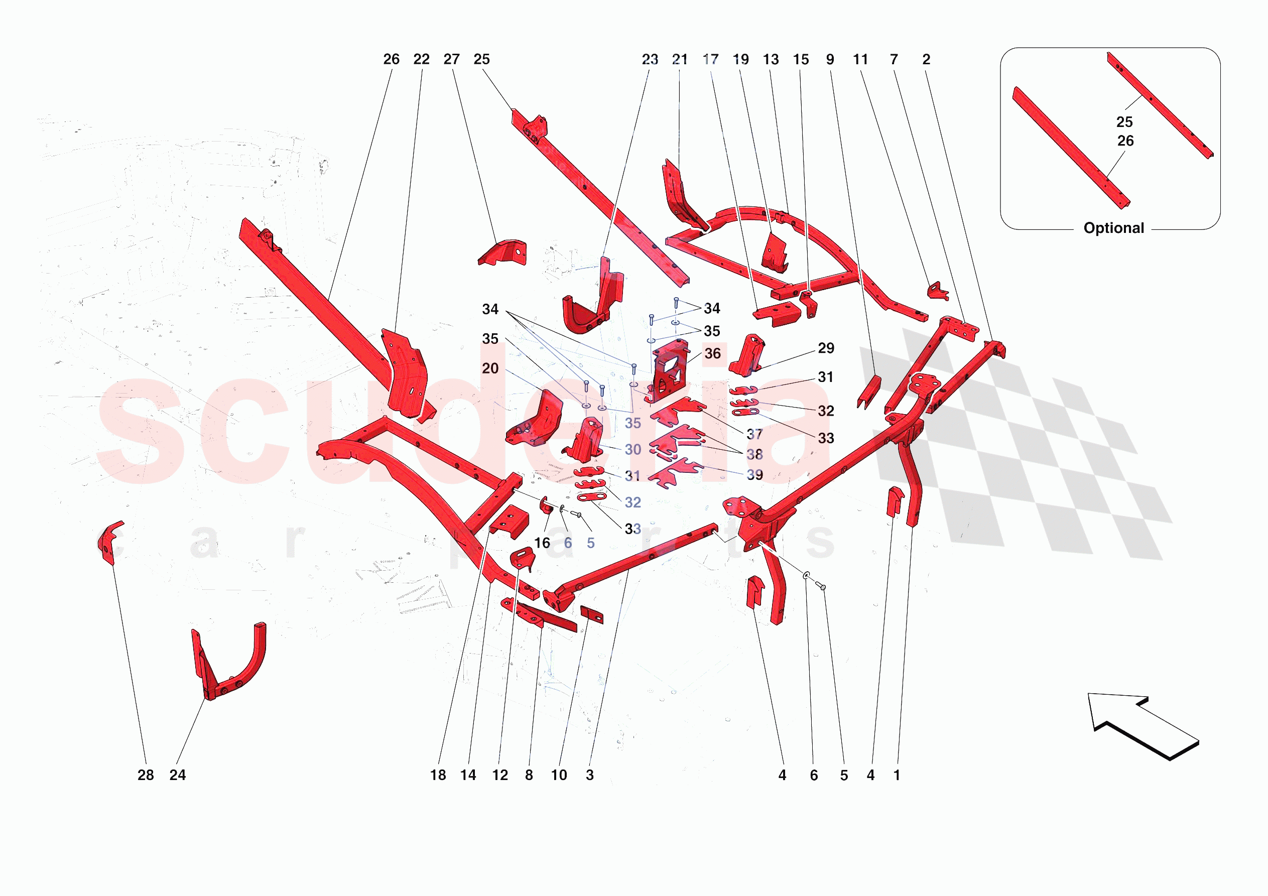 REAR SUBSTRUCTURE of Ferrari Ferrari F8 Tributo USA