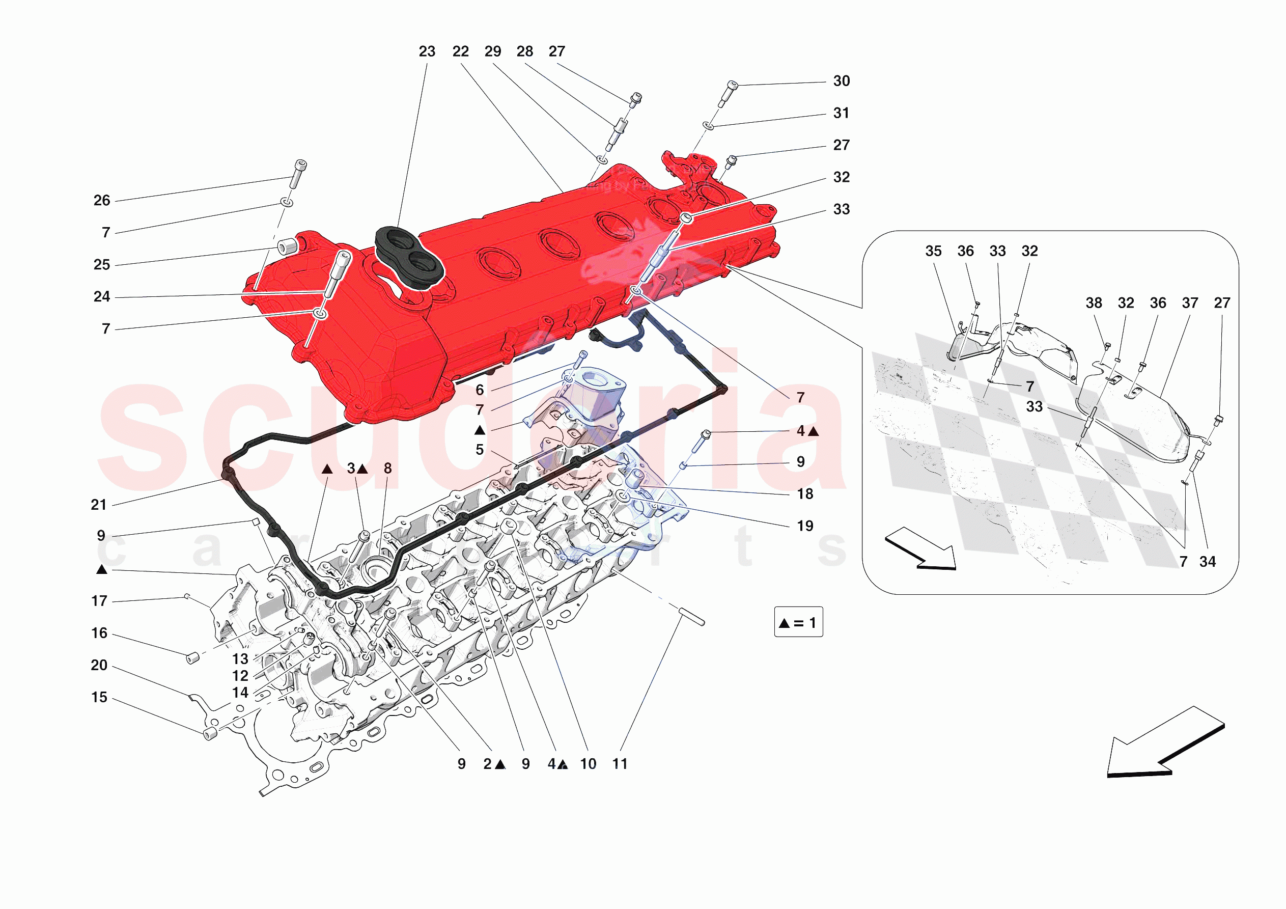 CYLINDER HEADS - LH HEAD of Ferrari Ferrari Monza SPA1 Europe