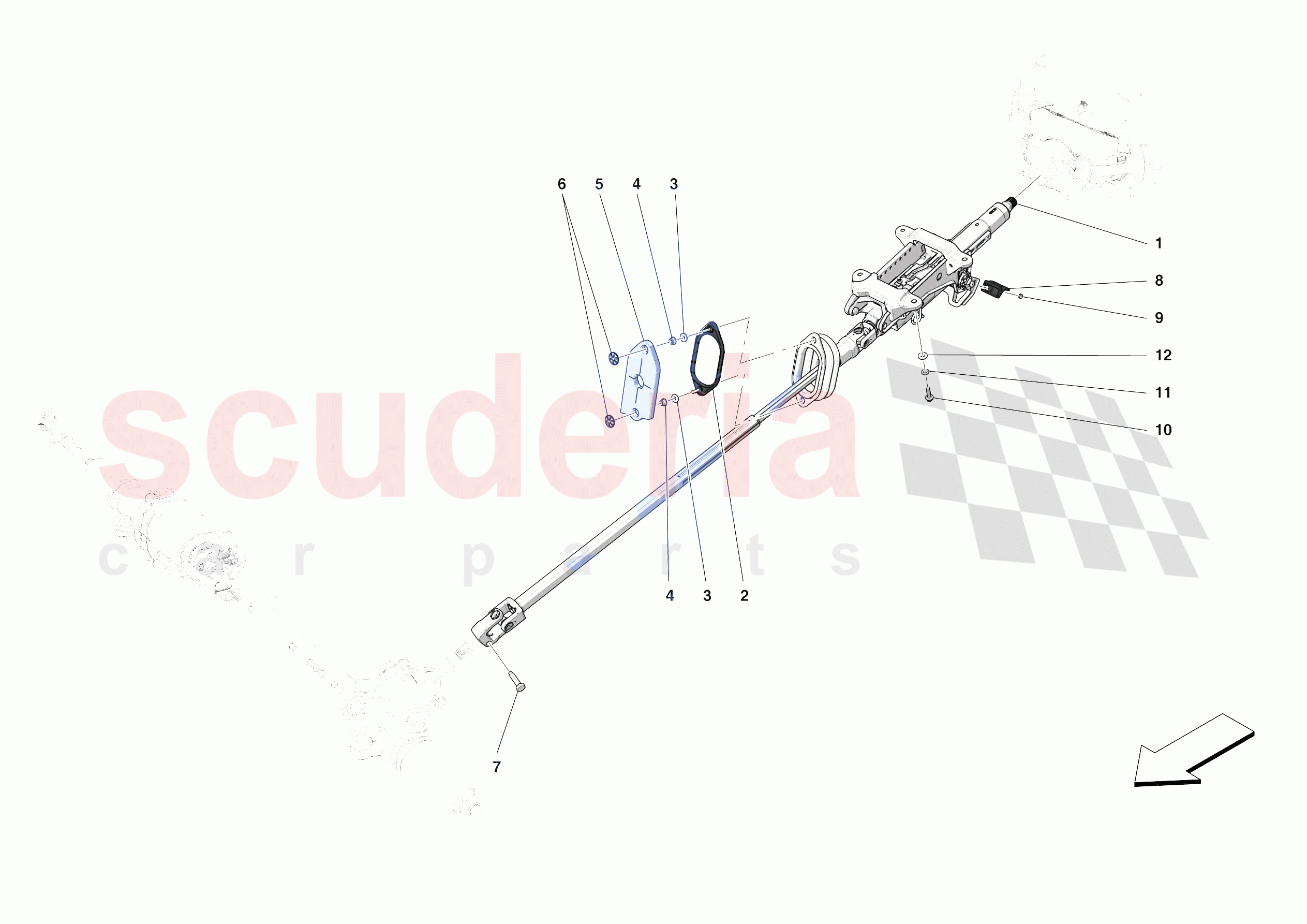 STEERING WHEEL AND STEERING SYSTEM - STEERING COLUMN of Ferrari Ferrari Monza SPA2 Europe