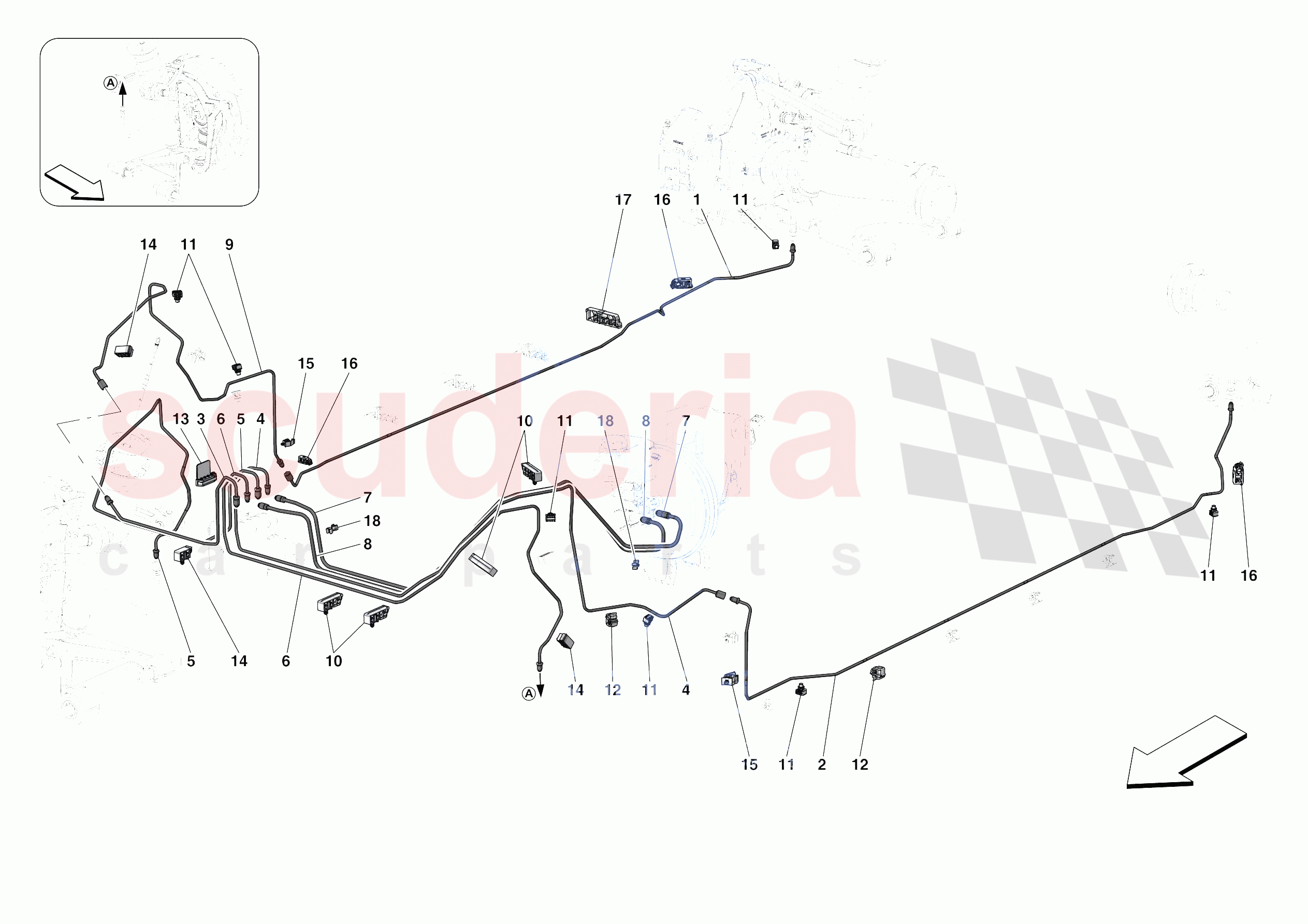 HYDRAULIC BRAKE CONTROL PIPES -NOT FOR RHD- of Ferrari Ferrari Portofino Europe