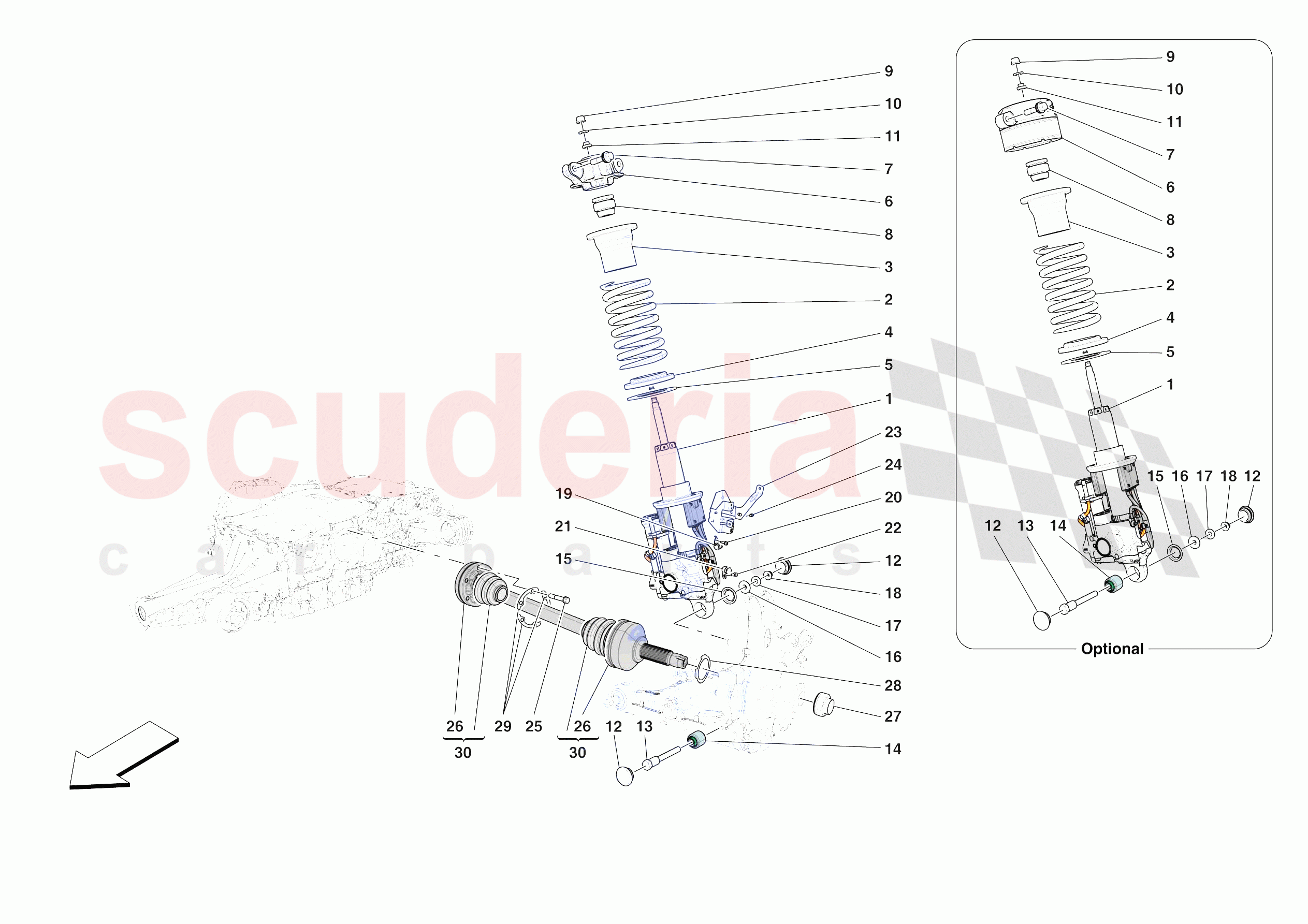REAR SUSPENSION - SHOCK ABSORBERS of Ferrari Ferrari Purosangue Europe RH