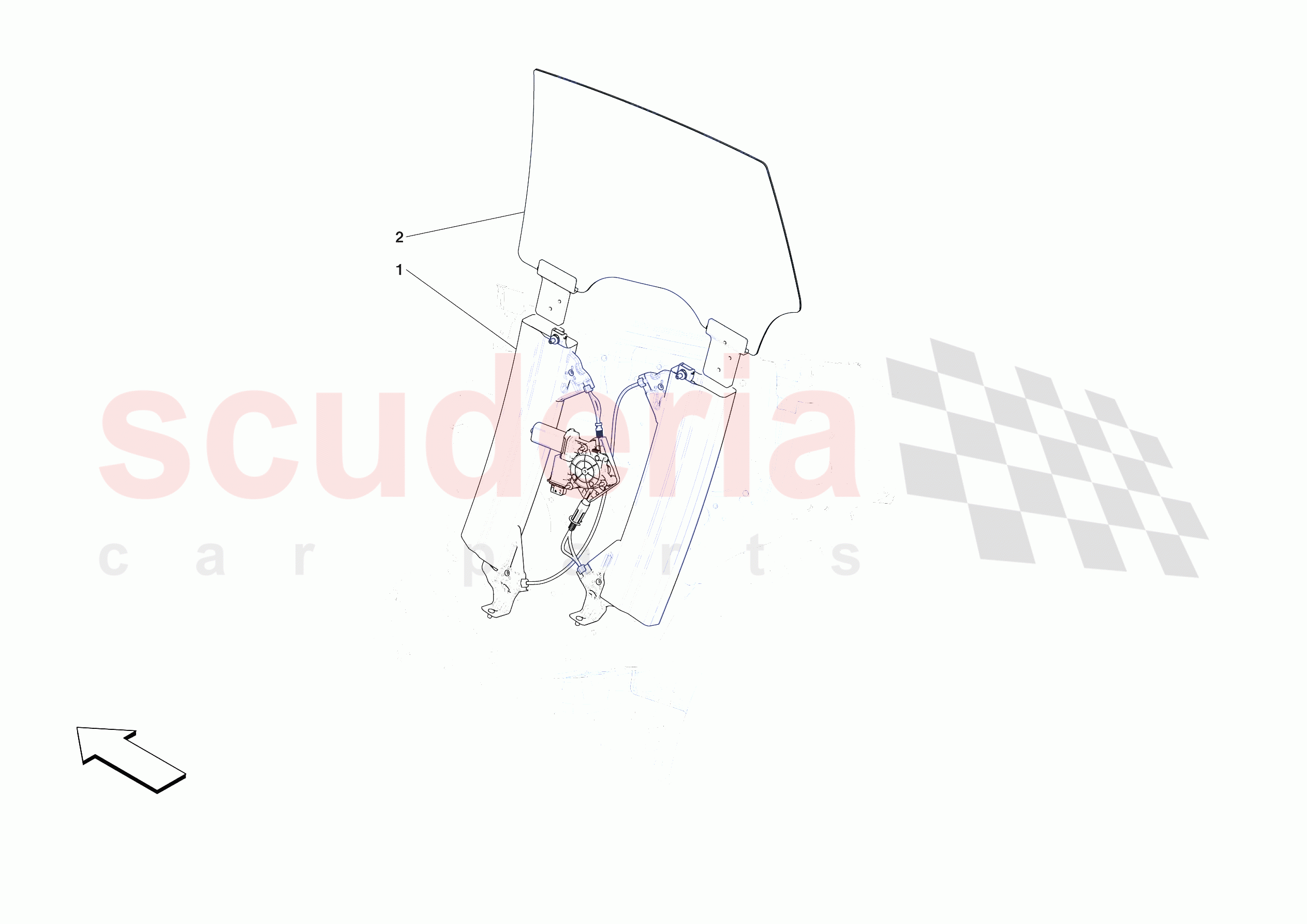 REAR DOORS - WINDOW AND WINDOW LIFTER of Ferrari Ferrari Purosangue Europe RH