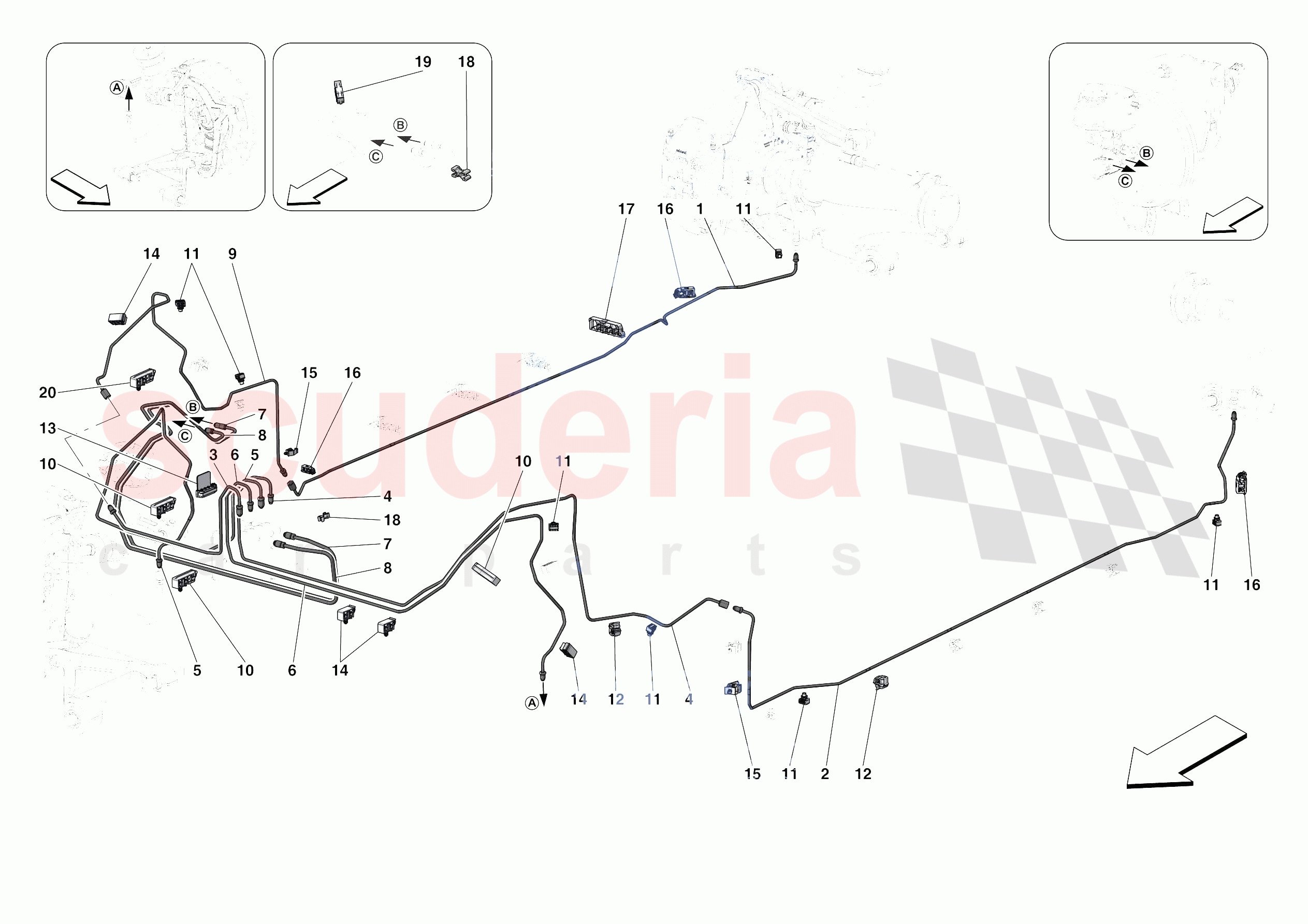 HYDRAULIC BRAKE CONTROL PIPES -APPLICABLE FOR RHD- of Ferrari Ferrari Roma Europe