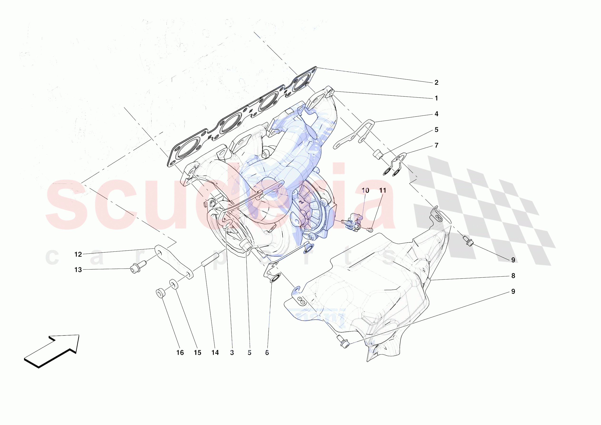 FORCED INDUCTION SYSTEM TURBOCHARGERS AND MOUNTS of Ferrari Ferrari Roma Europe RH