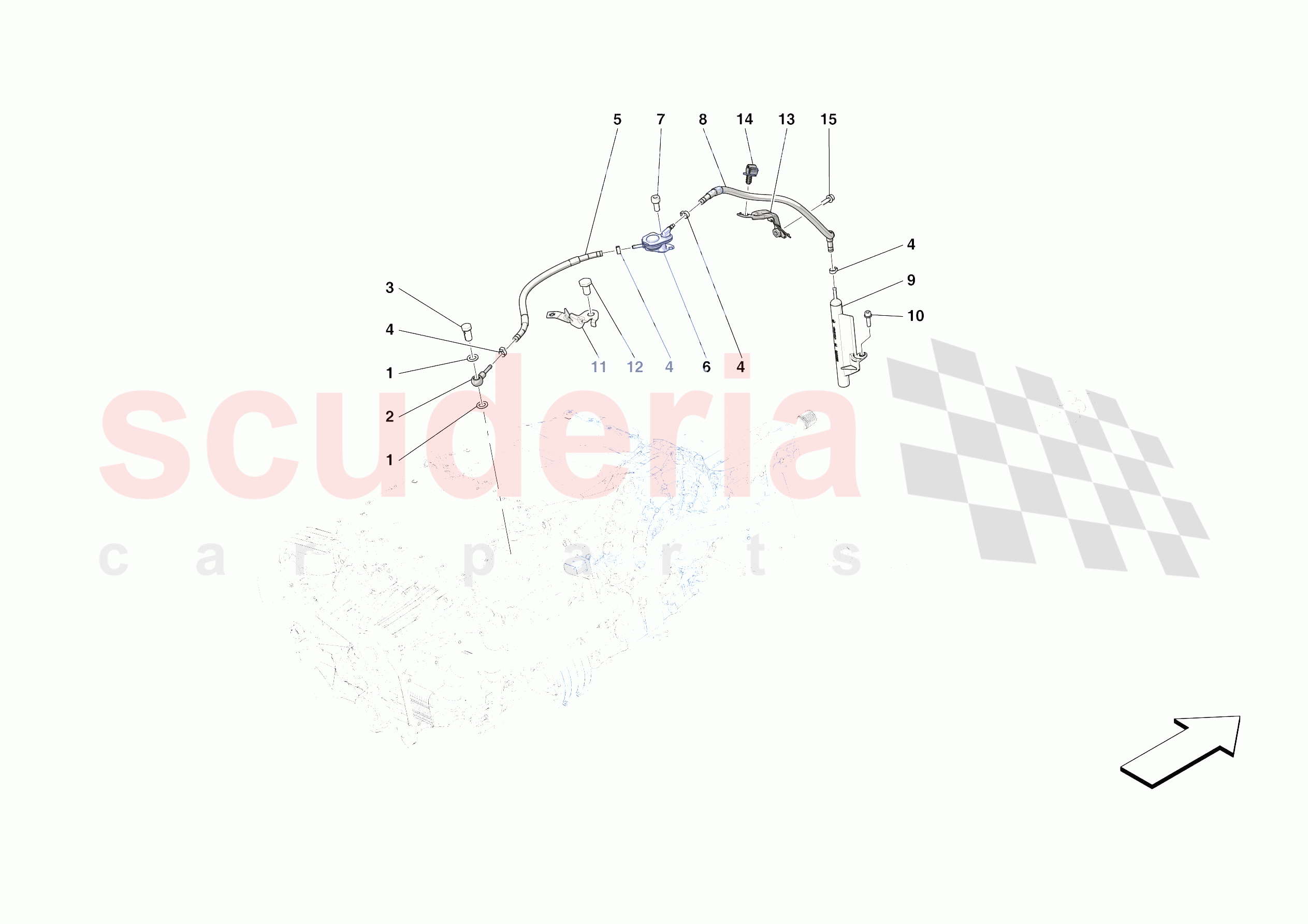 GEARBOX OIL HEAT EXCHANGER AND PIPES - HEAT EXCHANGER AND REAR PIPES of Ferrari Ferrari Roma Europe RH