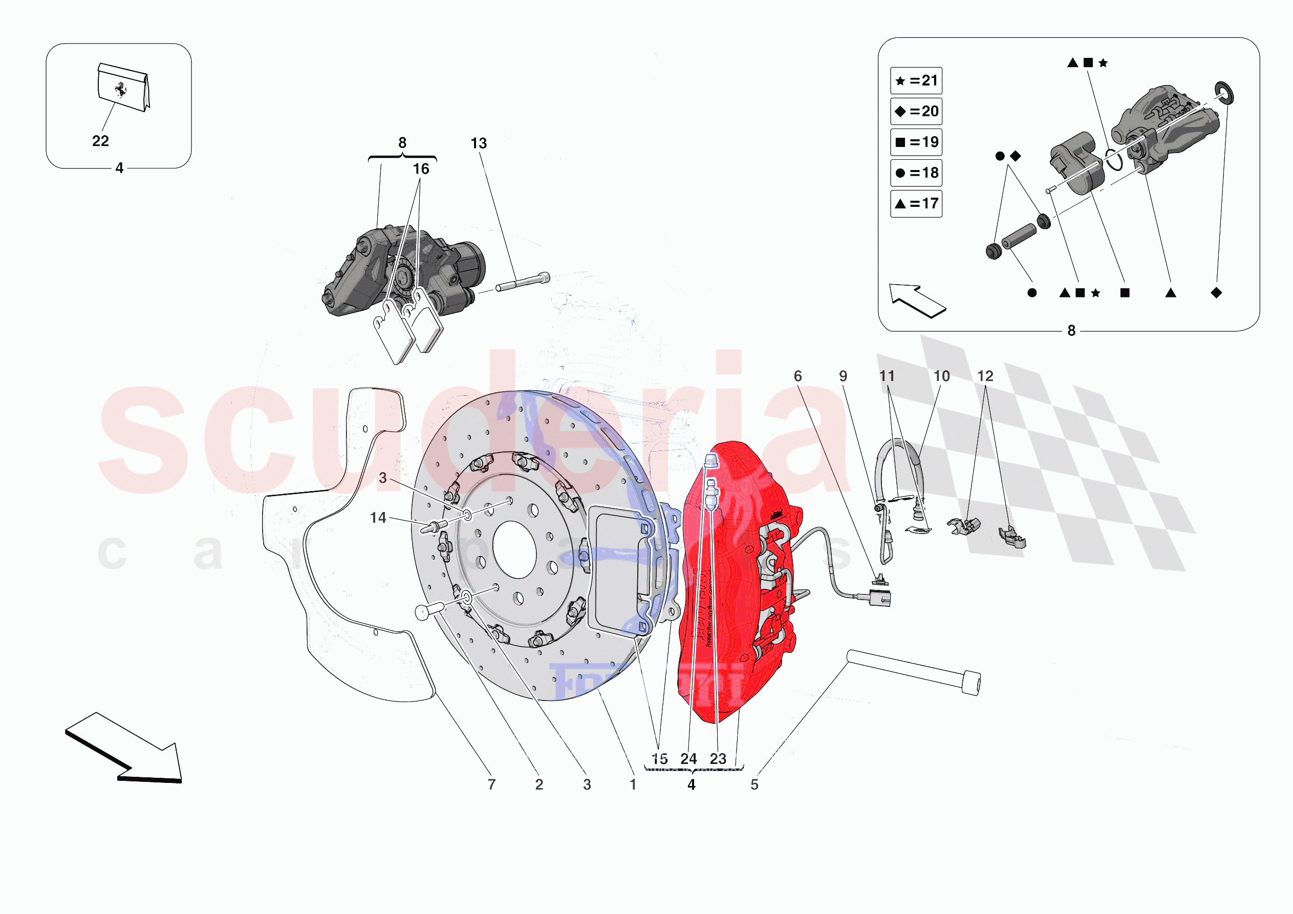 REAR SUSPENSION - CALLIPERS AND DISCS of Ferrari Ferrari Roma Spider Europe RH